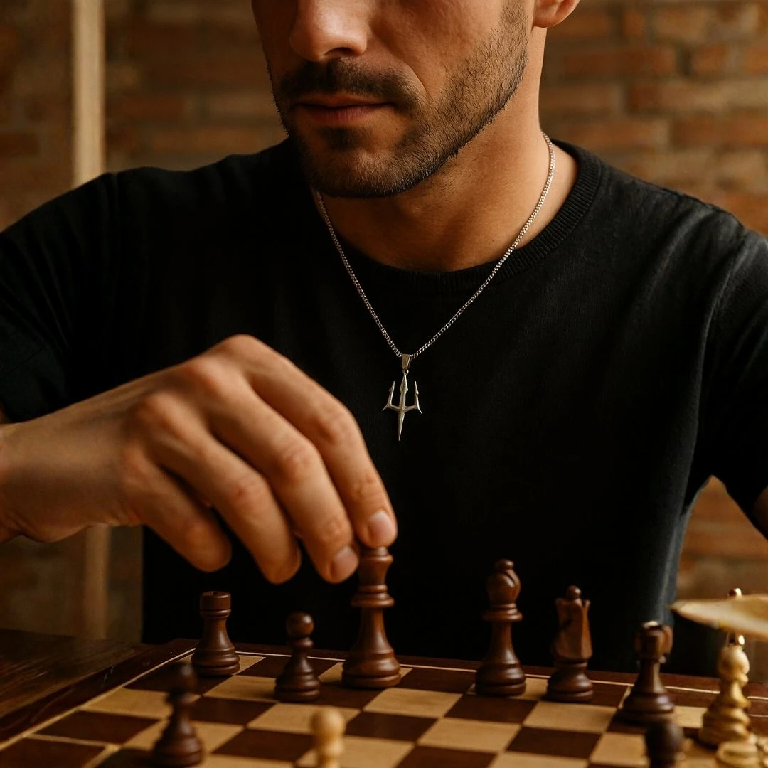 925 Ayar Gümüş -  Poseidon Trident Kolye