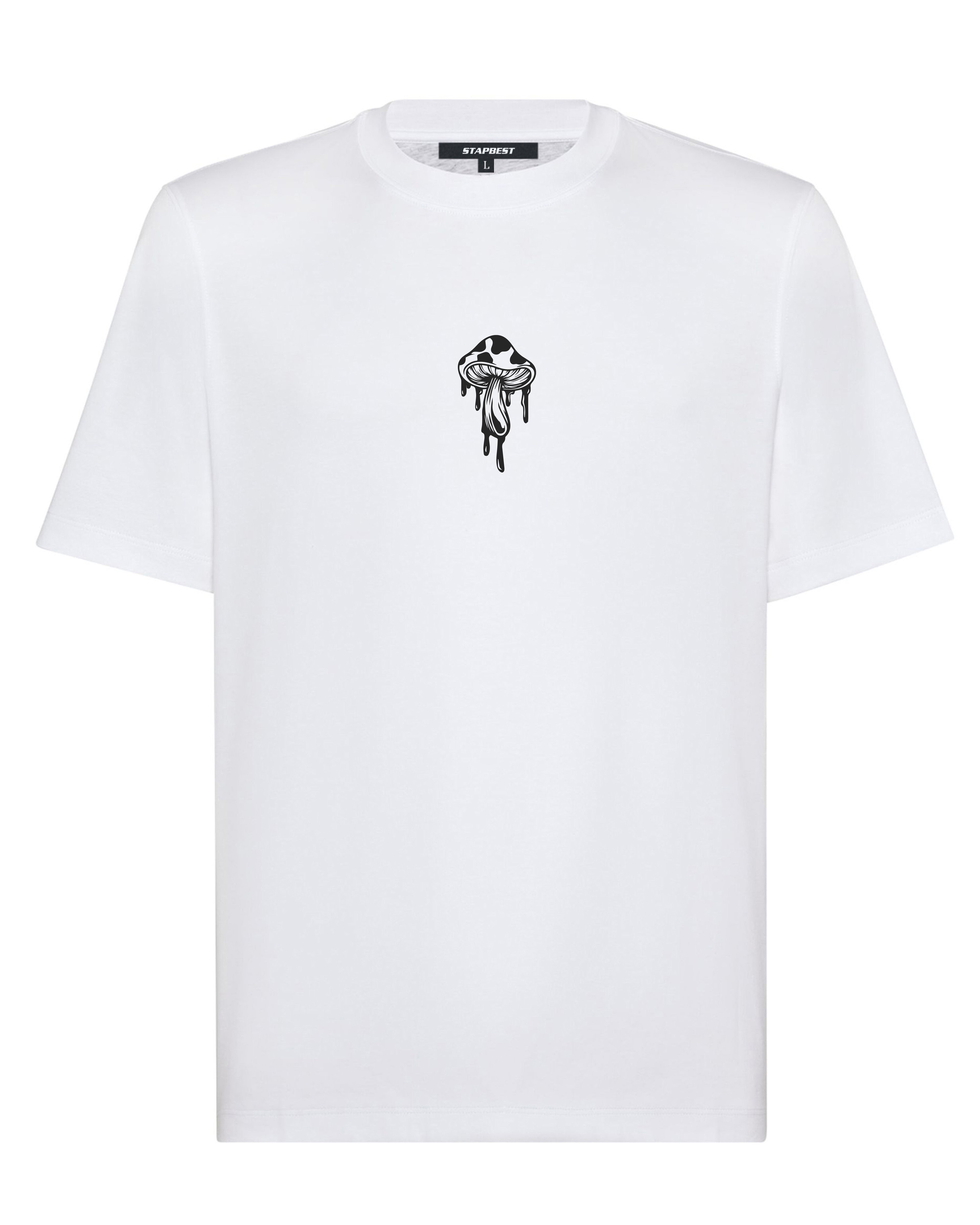 Siyah Mushroom Baskılı T-shirt