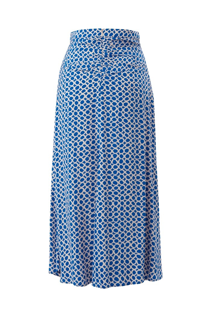 High-Waisted Midi-Length Printed Pleated Skirt