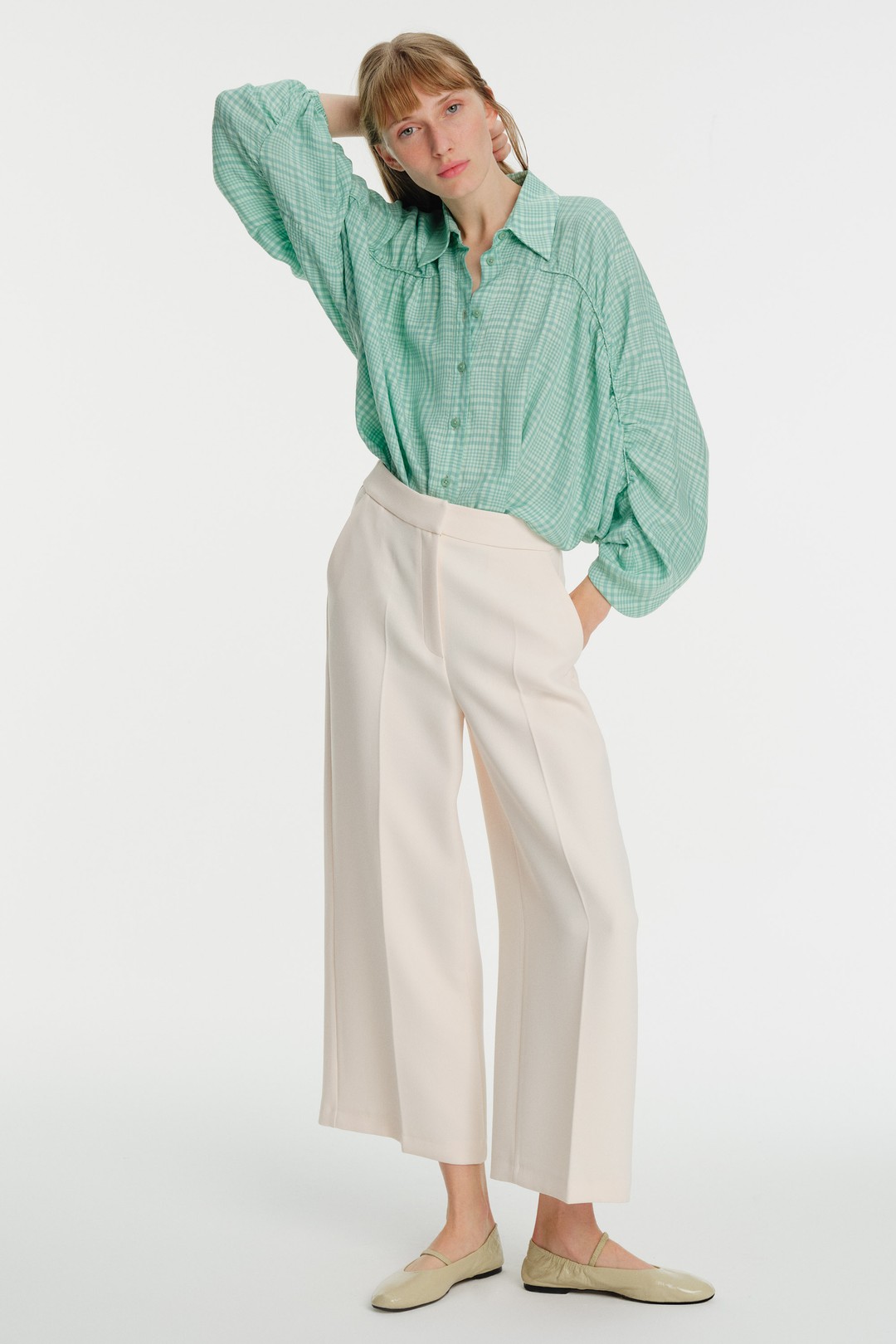 Straight Cut Pants with Button Detail 1