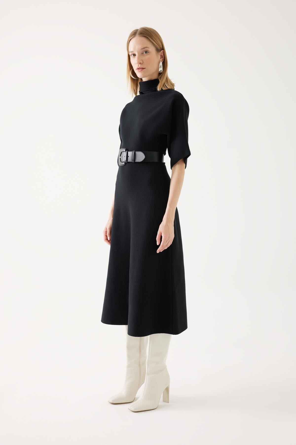 Belt Detailed Knitwear Dress