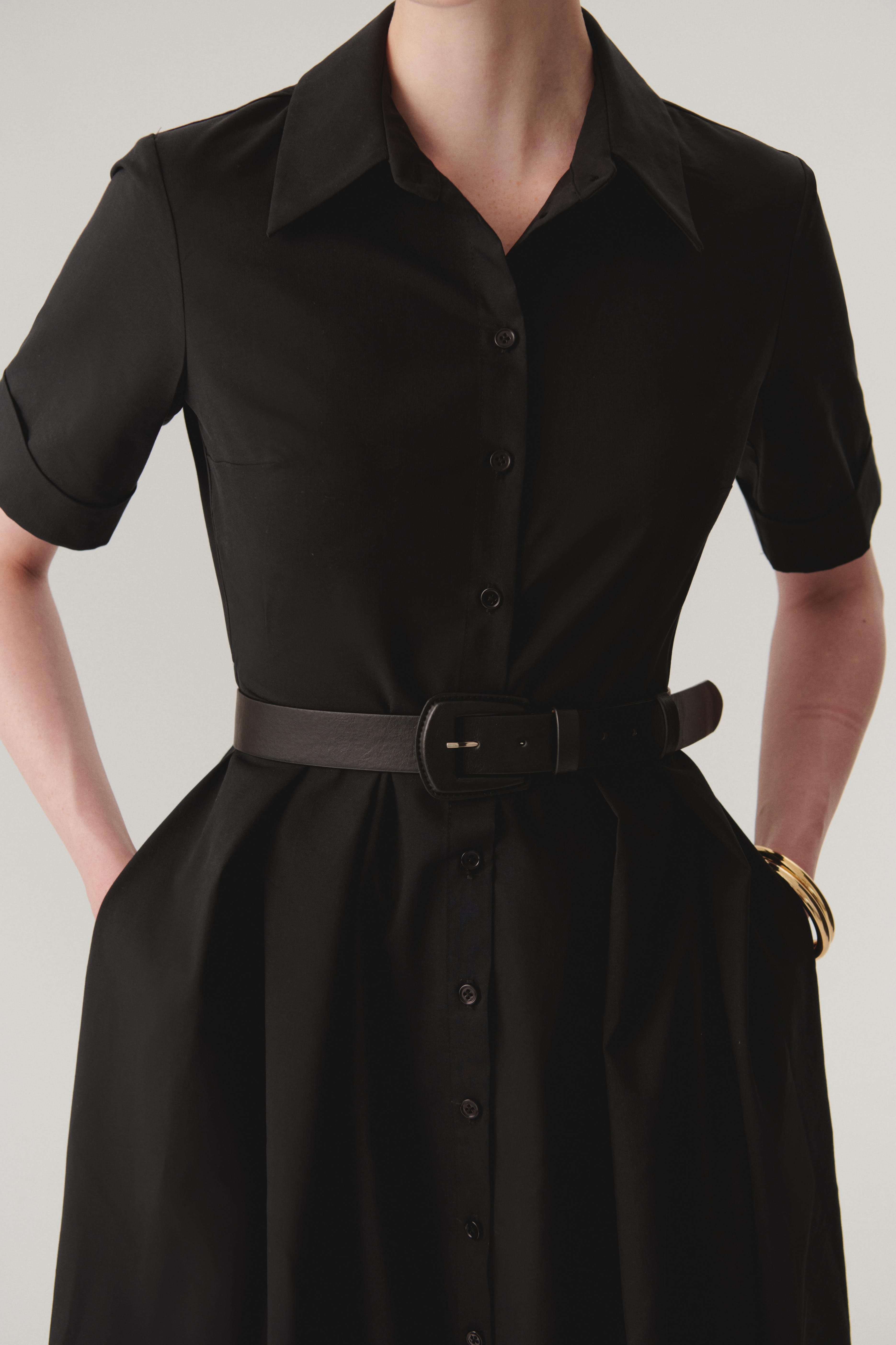 Classic Collar Belted Dress