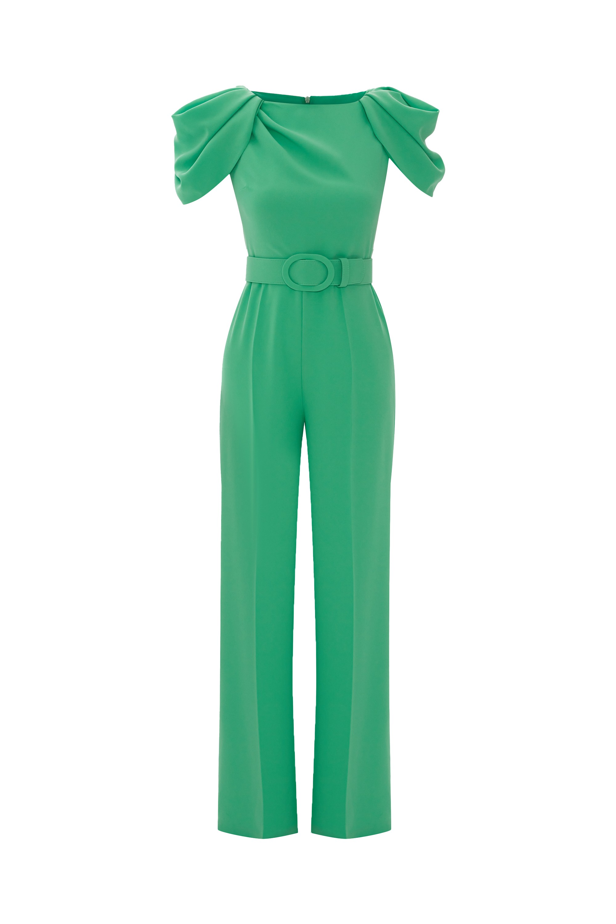 Sleeve Detailed Belted Jumpsuit