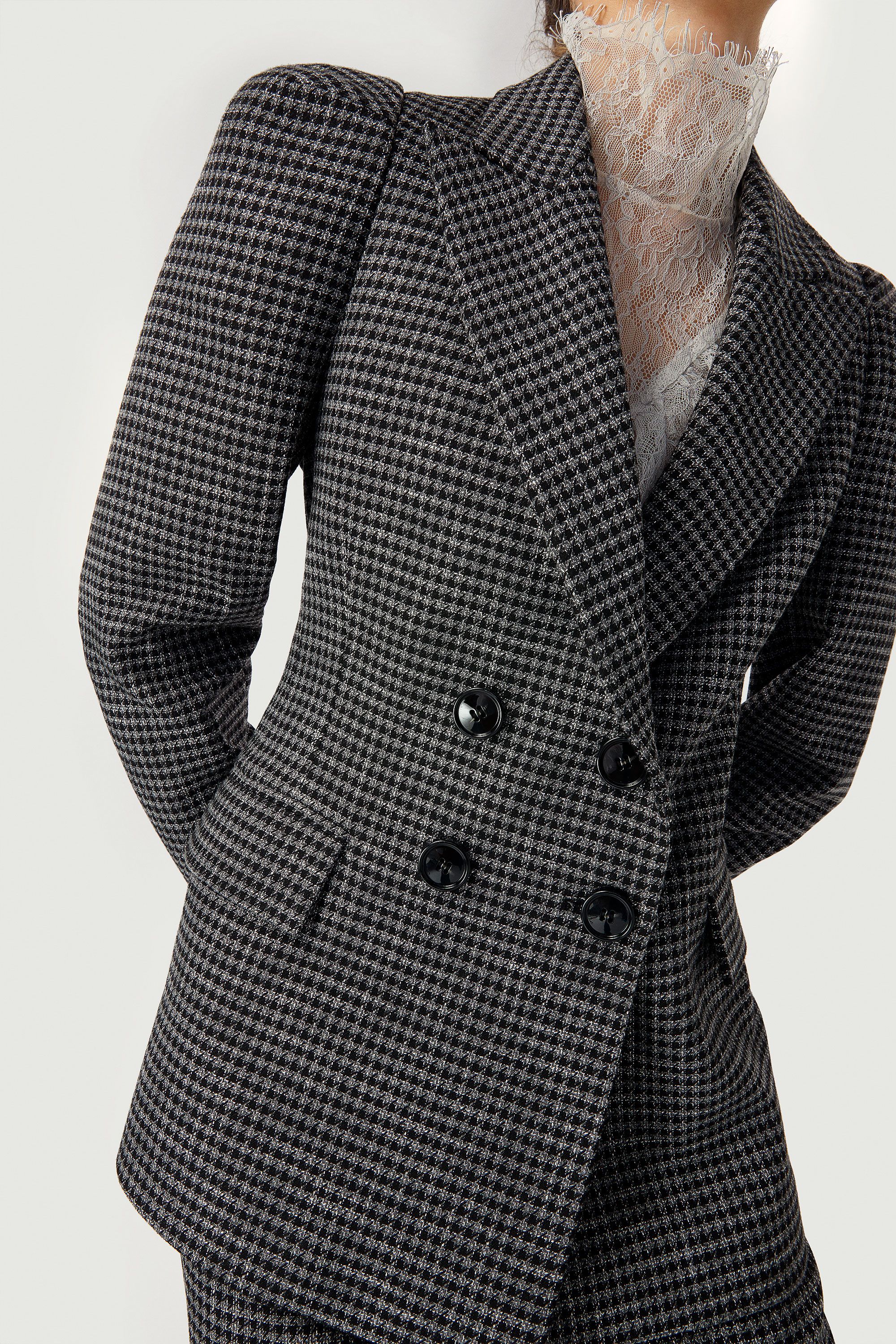 Padded Shoulders Cross-Over Blazer