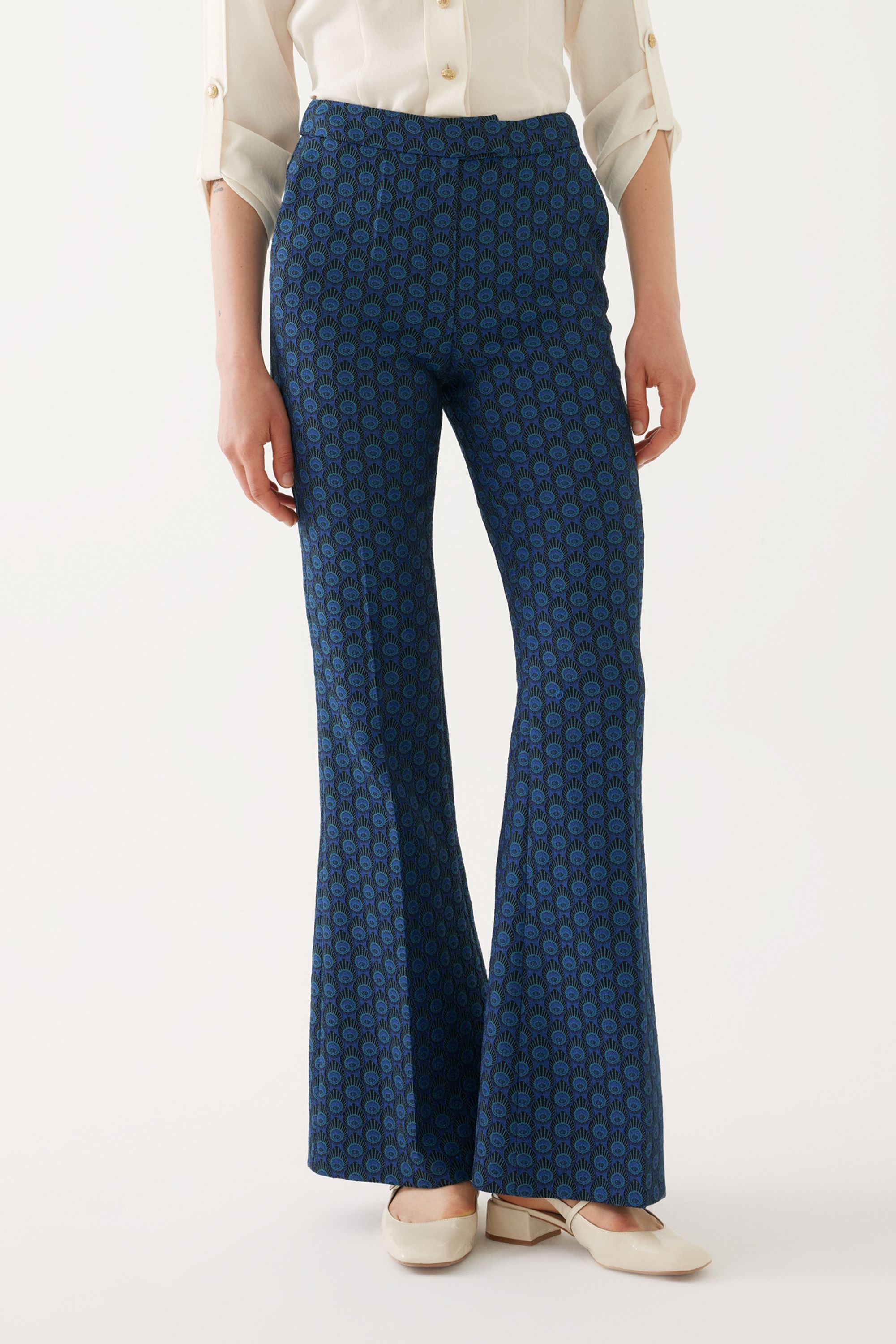 Patterned Navy Blue Pants