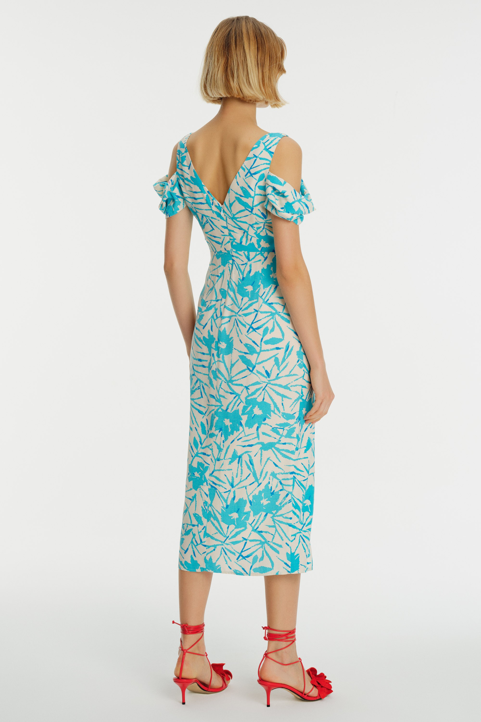 Patterned Sleeveless Midi Length Dress