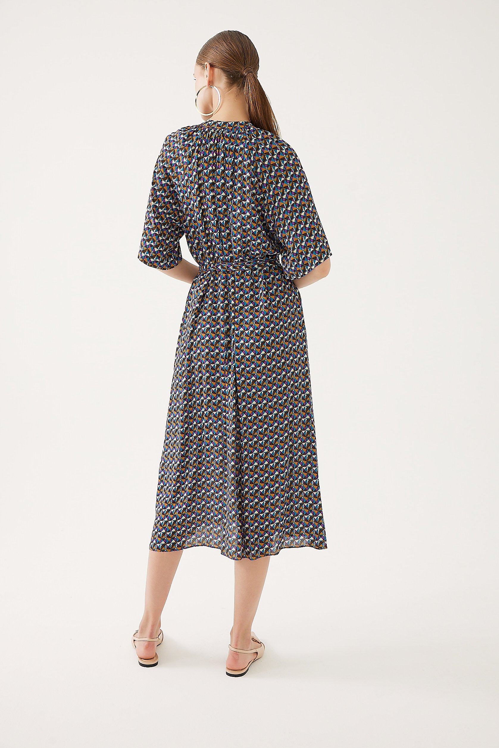 High Neck Patterned Oversized Dress