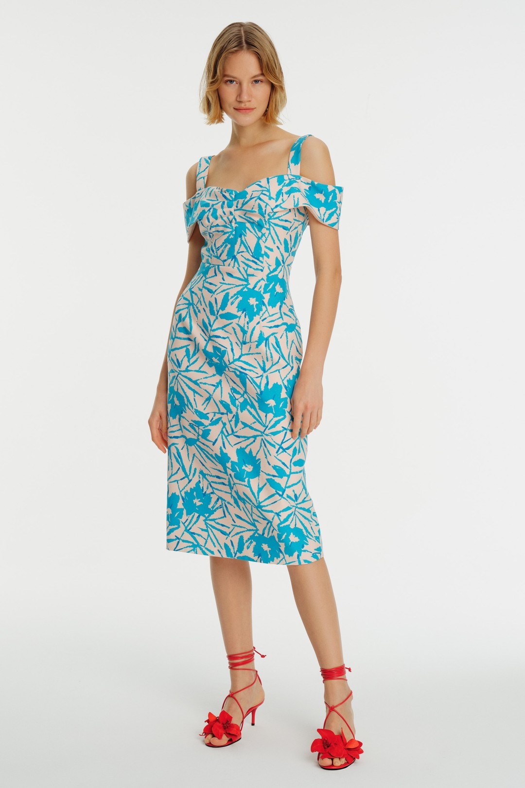 Midi Patterned Strappy Dress 1