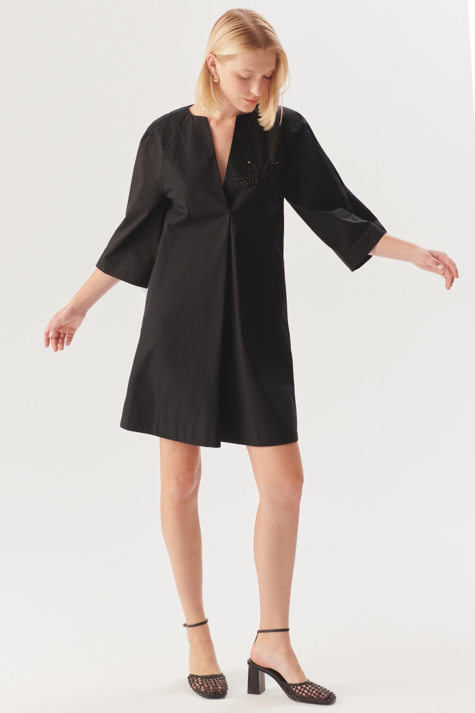 Graceful Sheer-Sleeve Wrap Dress