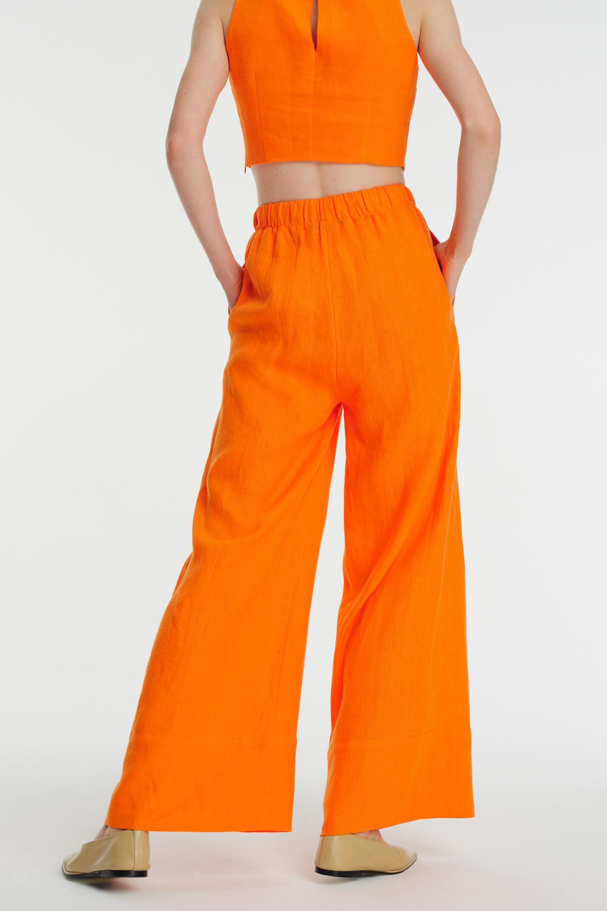 High-Waisted Linen Palazzo Pants