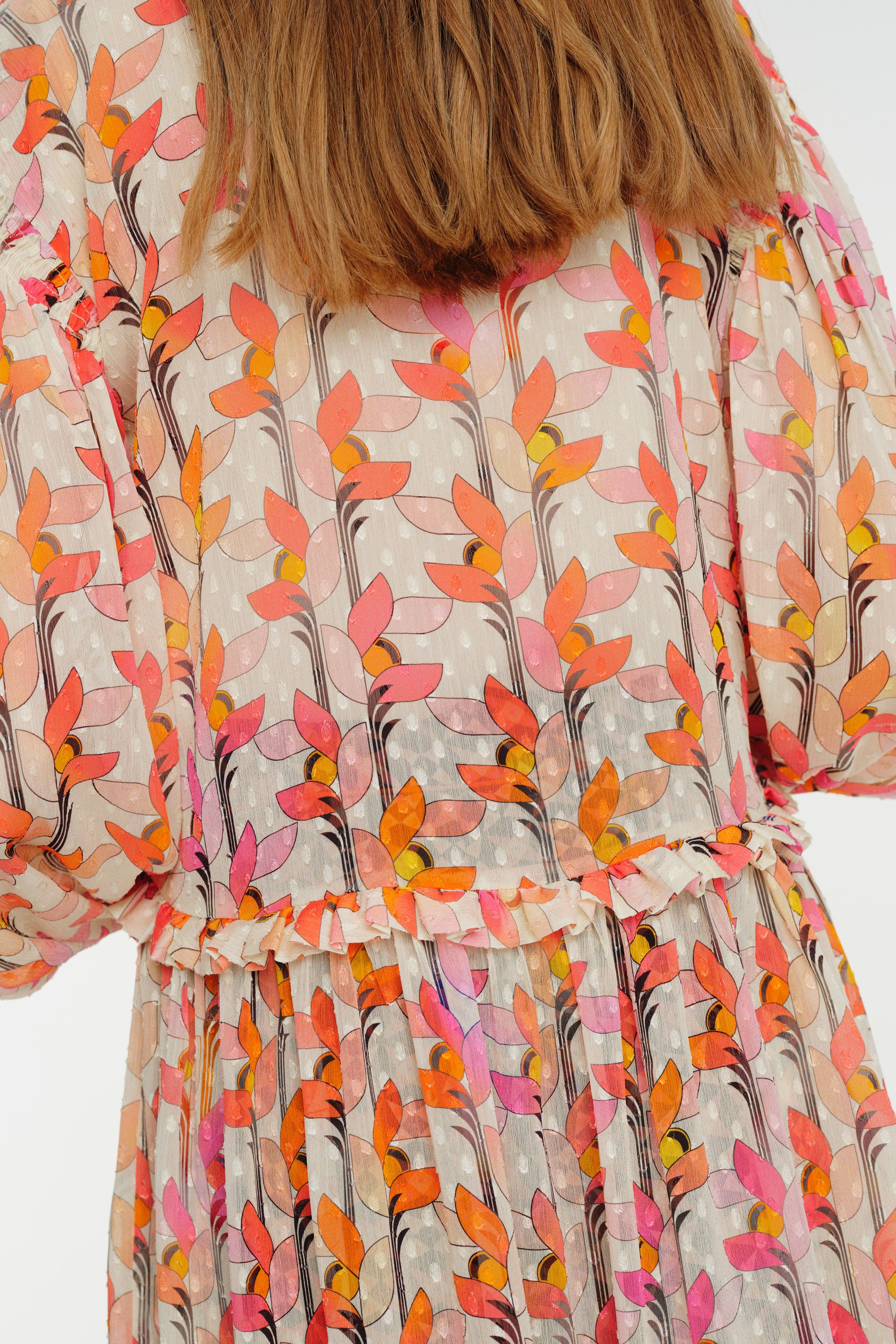 Long Sleeve Printed Midi Shirt Dress