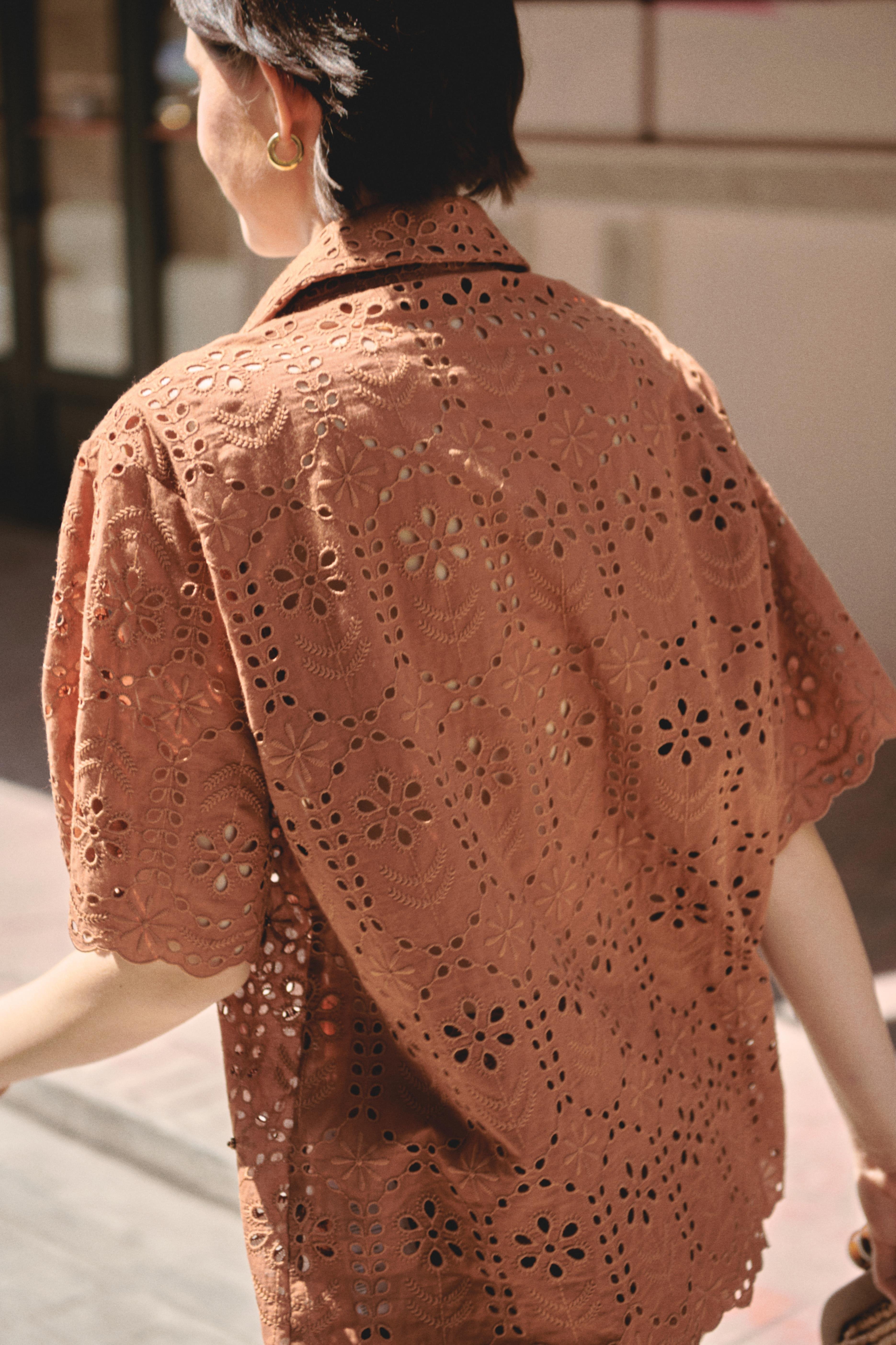 Lace Patterned and Cotton Shirt