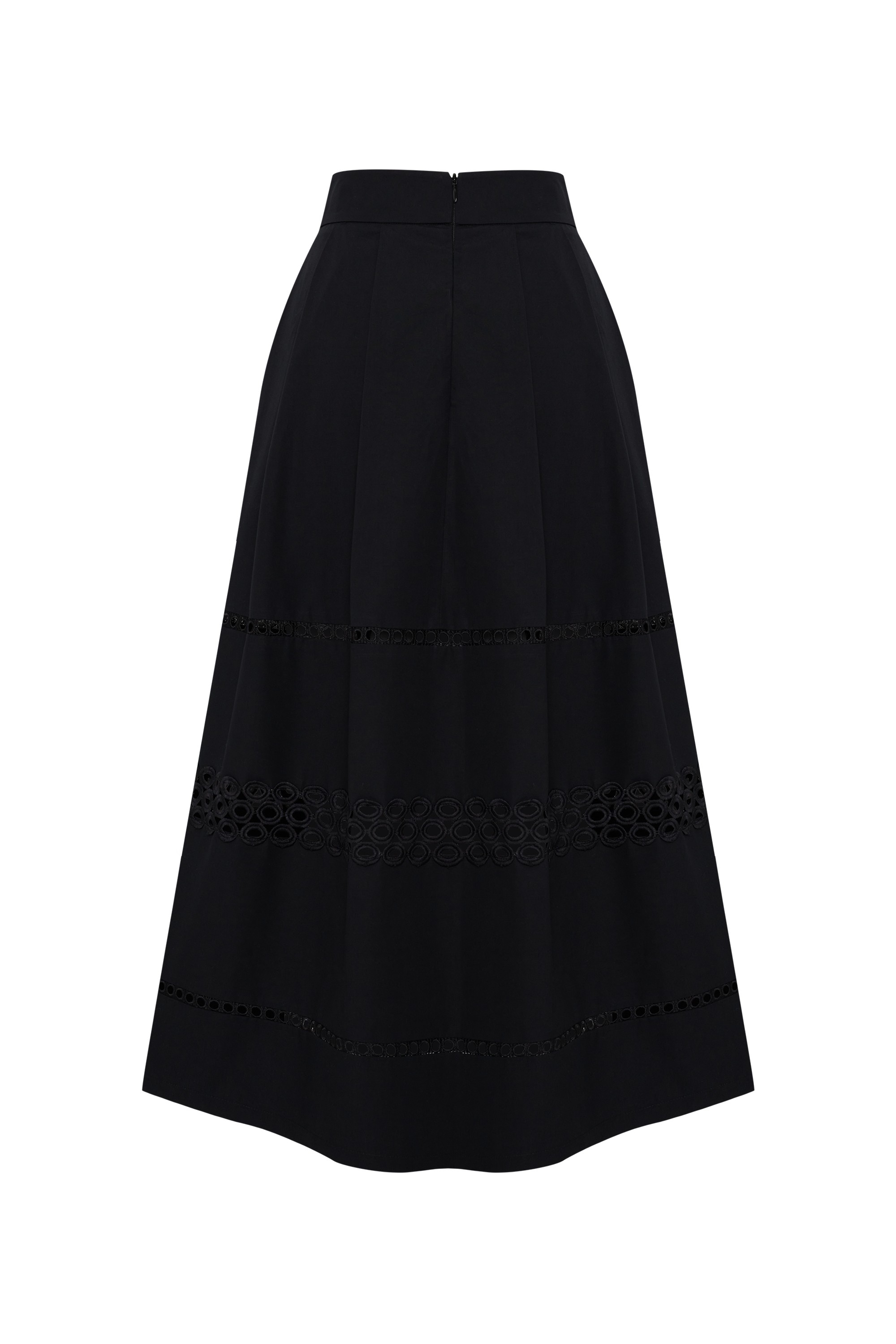 Embroidered Eyelet Midi Skirt