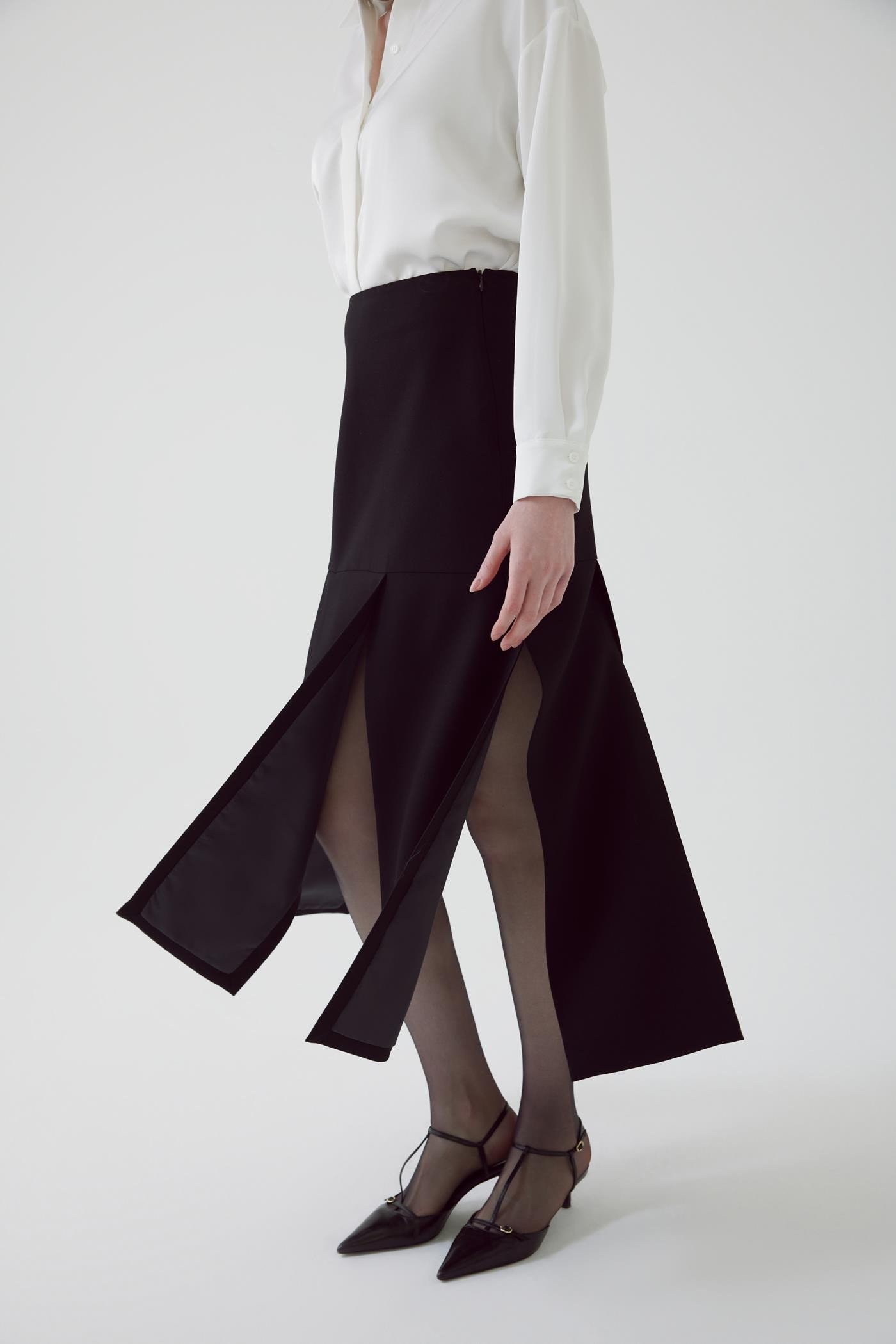 Split Regular Black Skirt