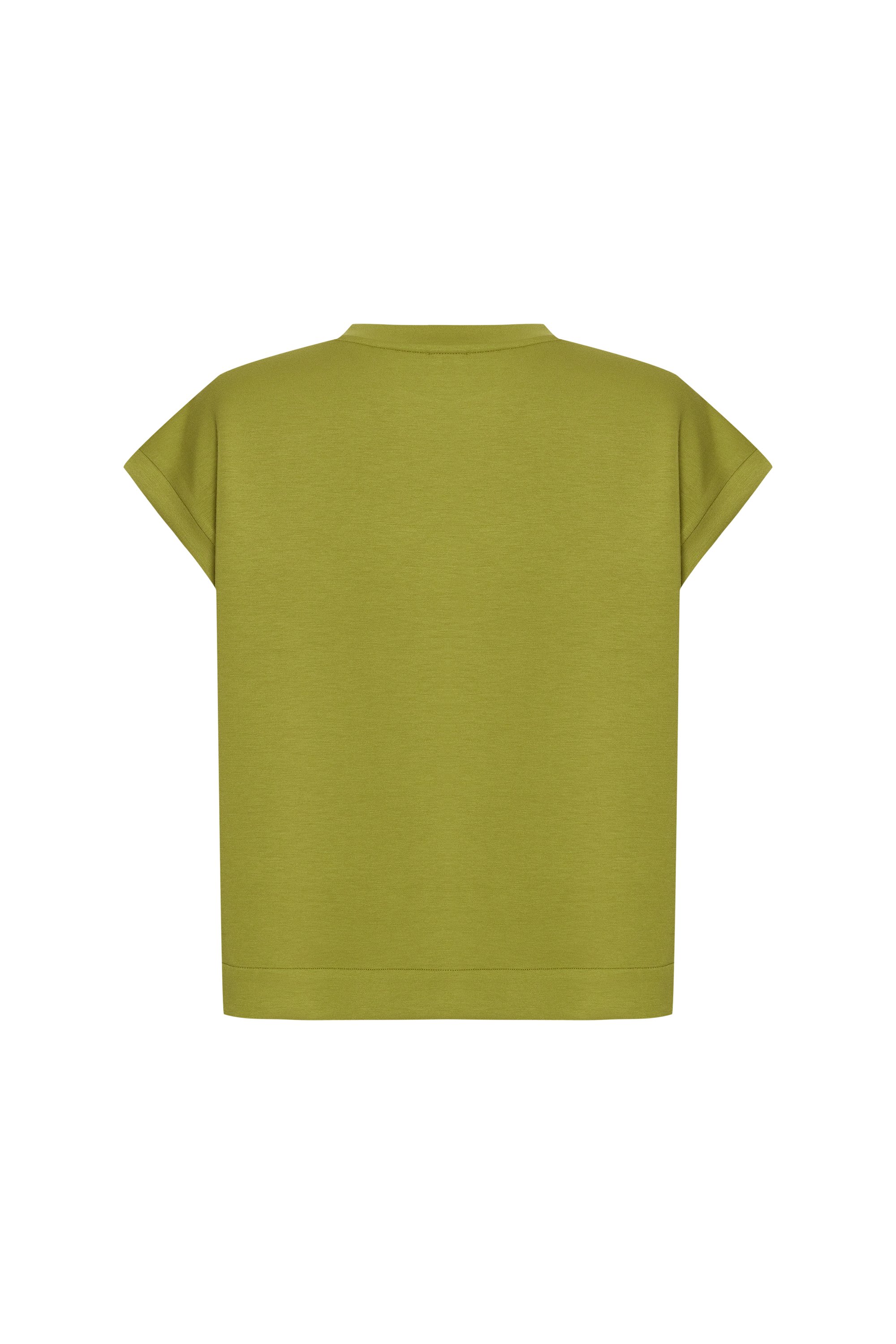 Beaded Embroidered Crewneck Green T-shirt