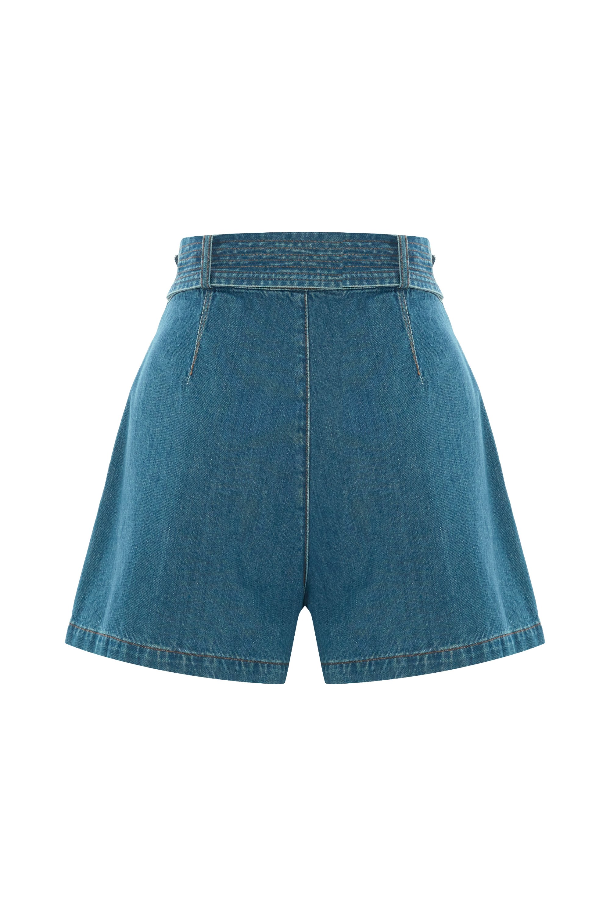 Belted Jean Look Comfortable Shorts Model