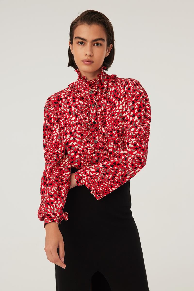 Patterned High Neck Shirt