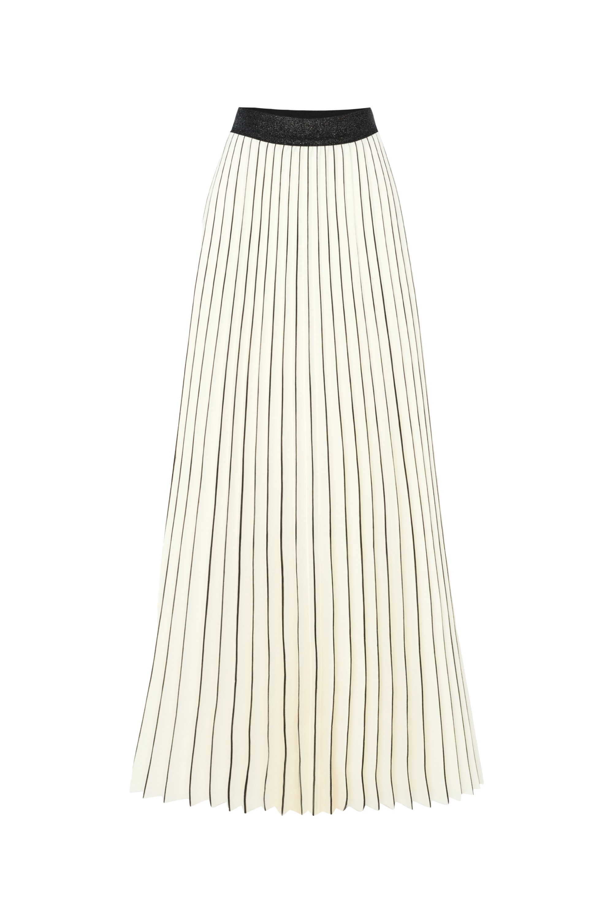 Pleated Regular Hand-Painted Bone Midi Skirt