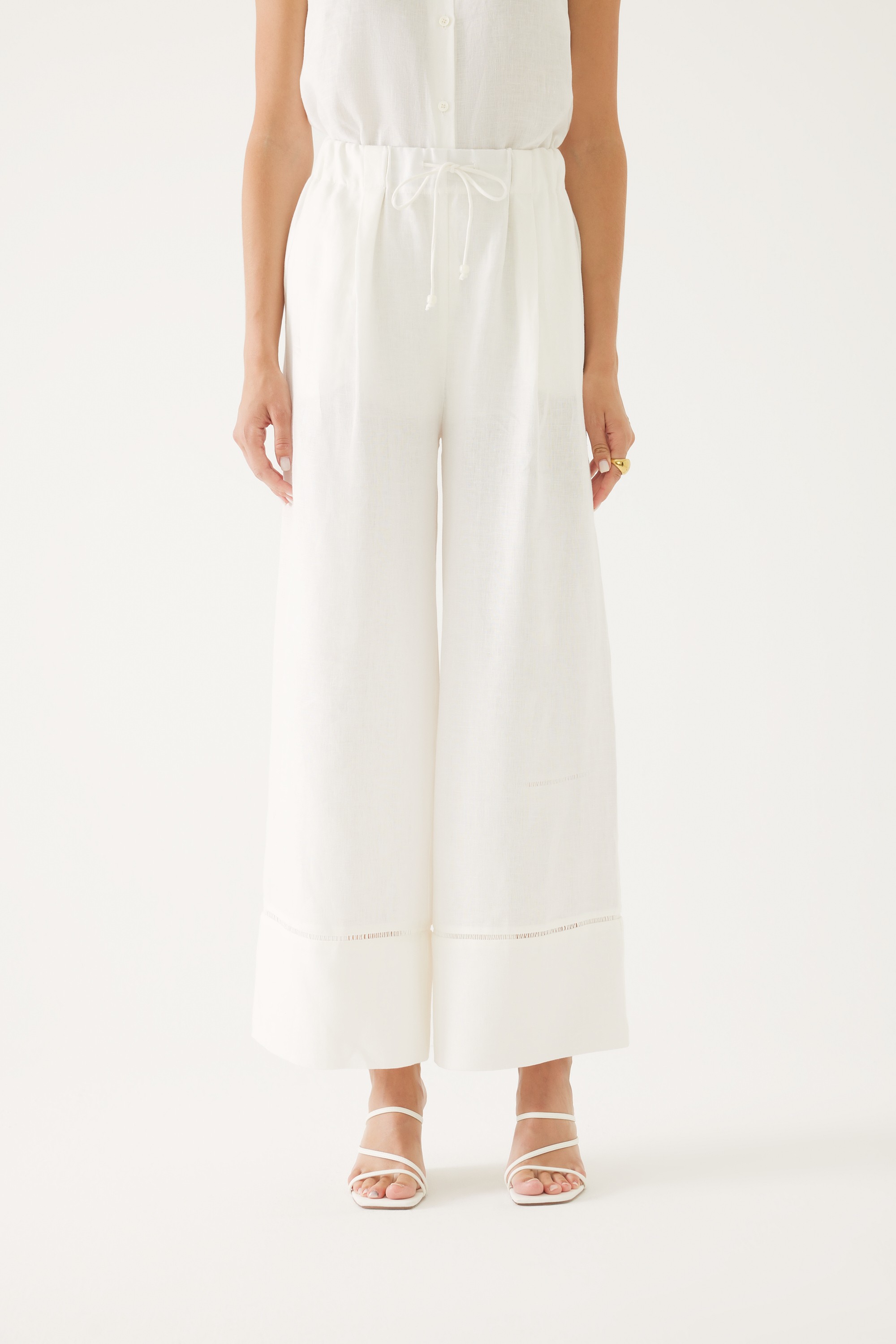 Tie Waist Wide-leg Pants