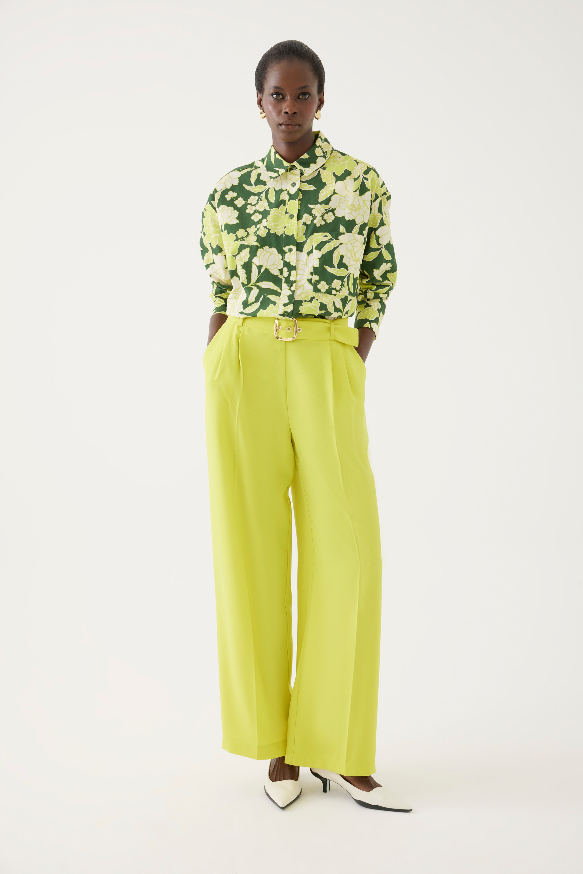 Classic Pants with Belt Detail