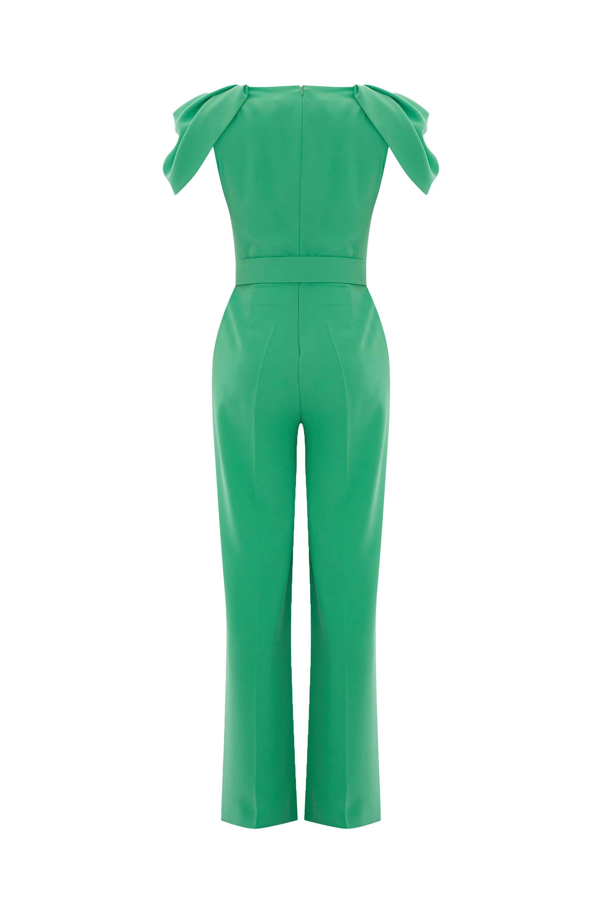 Sleeve Detailed Belted Jumpsuit