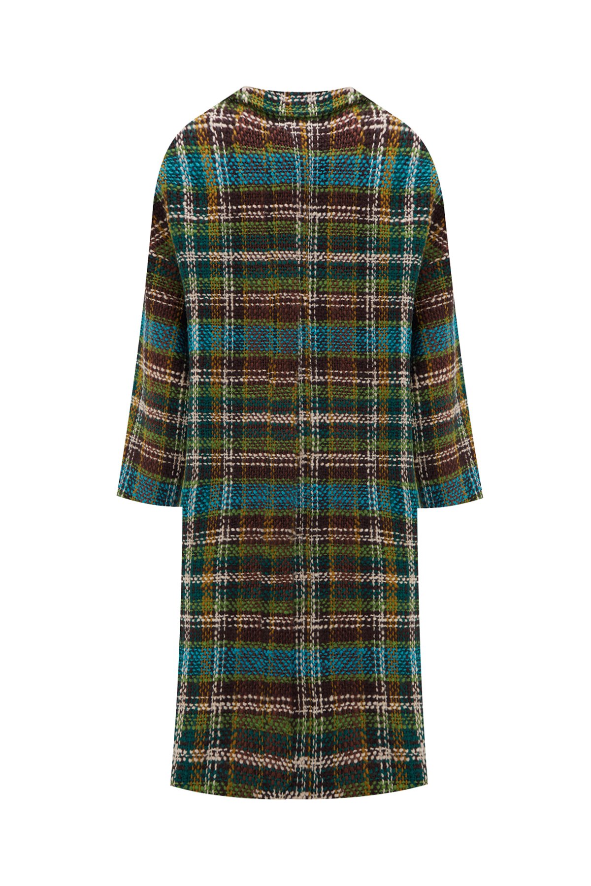 Plaid Patterned Wool Coat