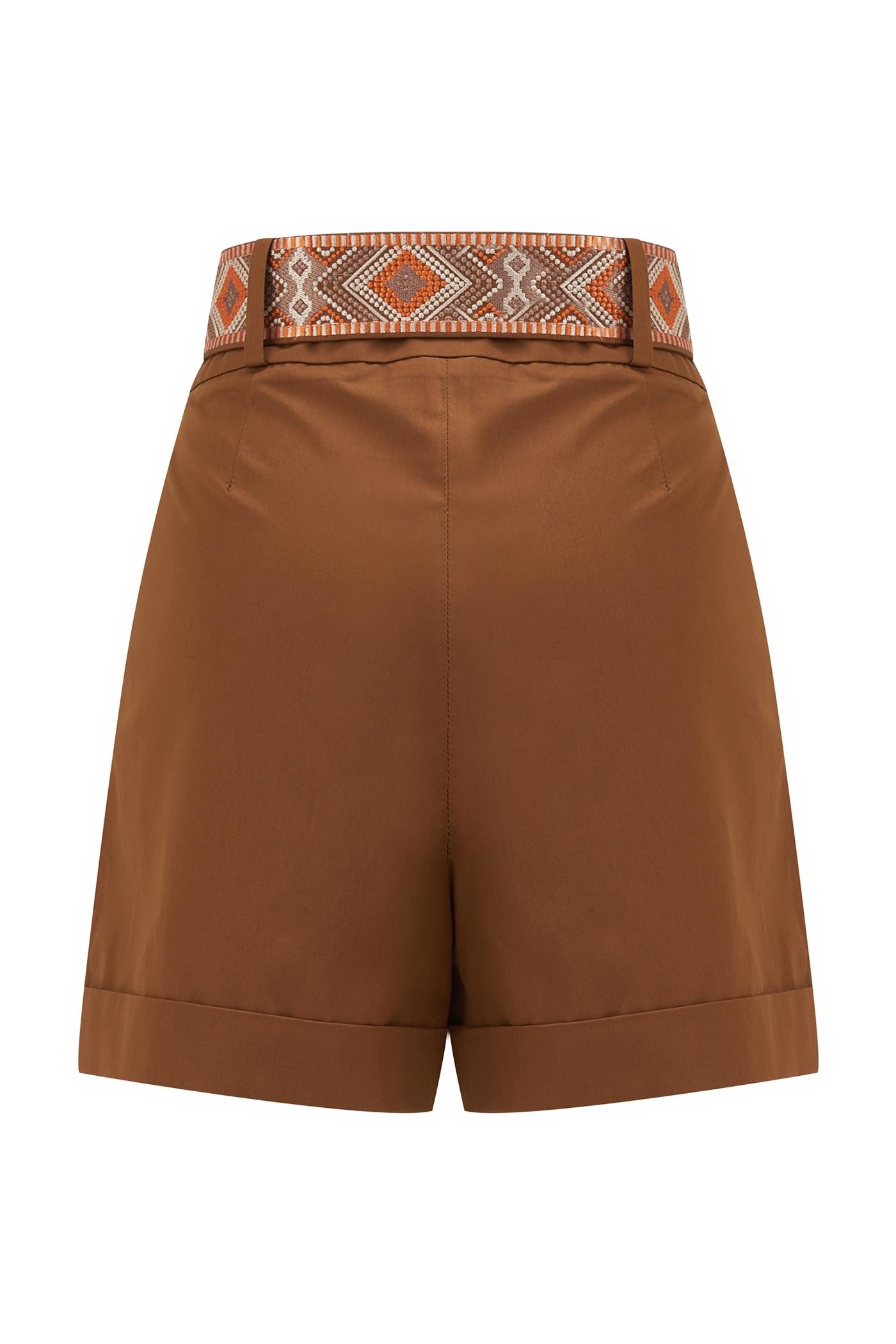 Embroidered High-Waisted Poplin Shorts