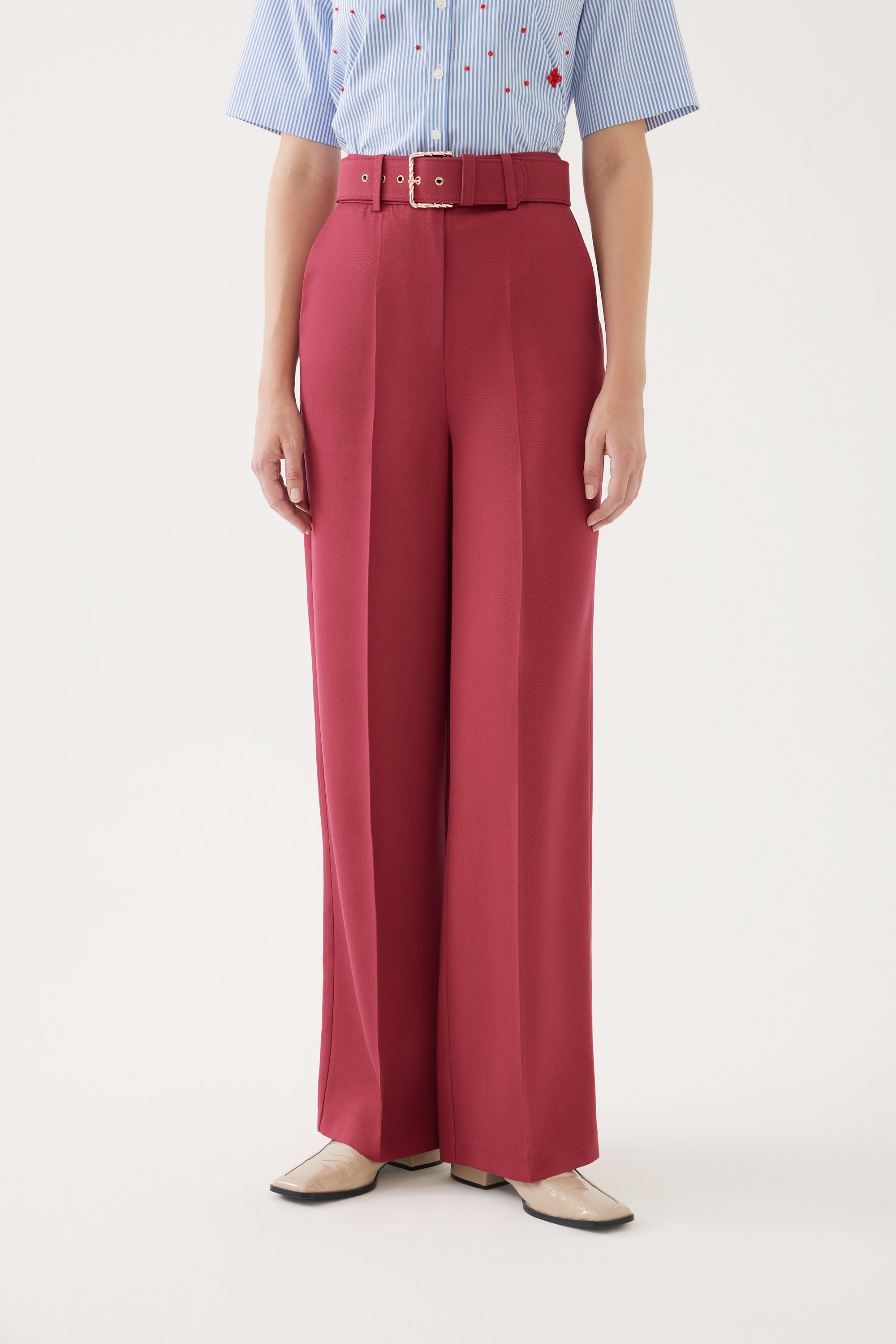 Wide-leg Regular High Waist Pants