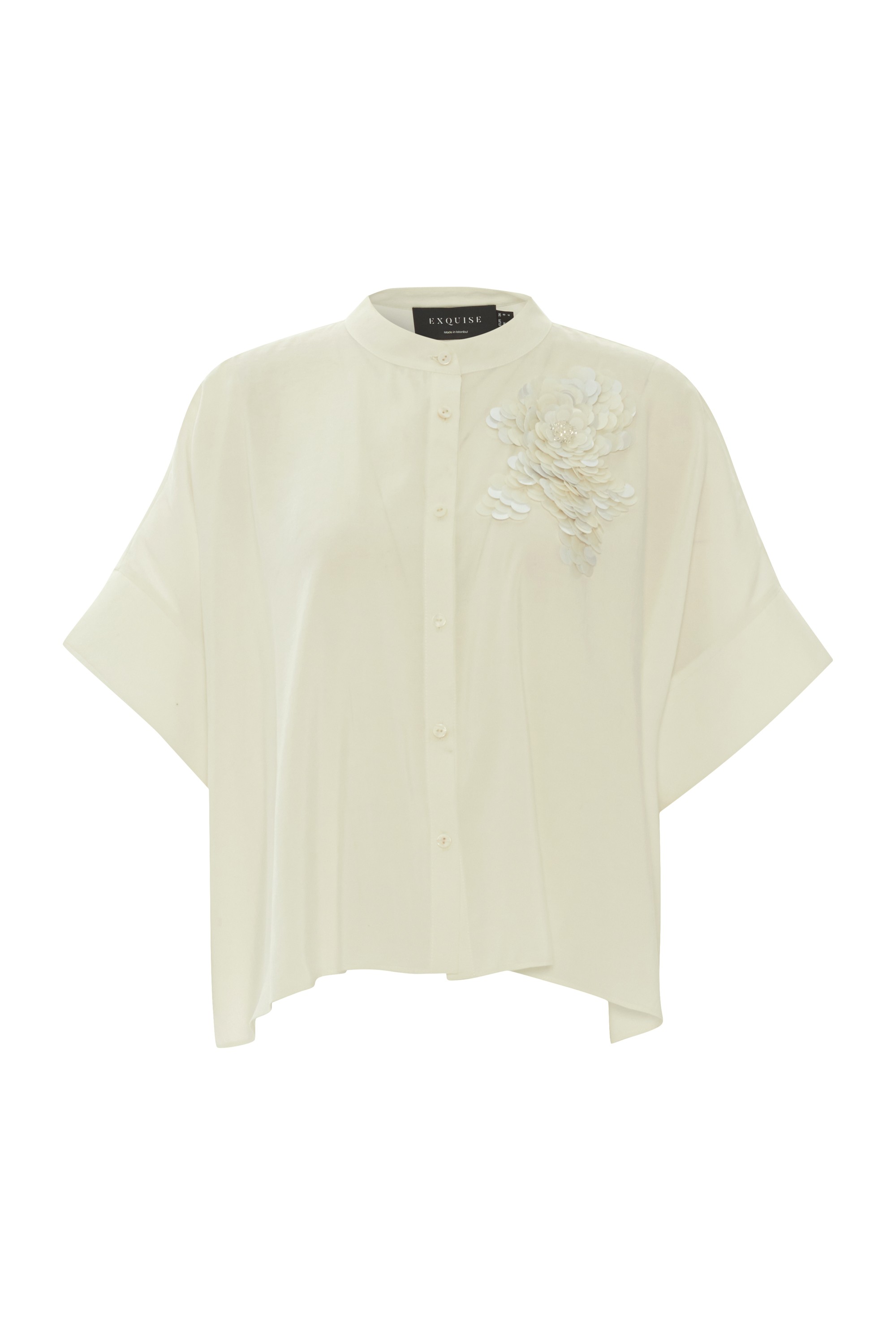 Batwing Cut and Flower Motif Shirt