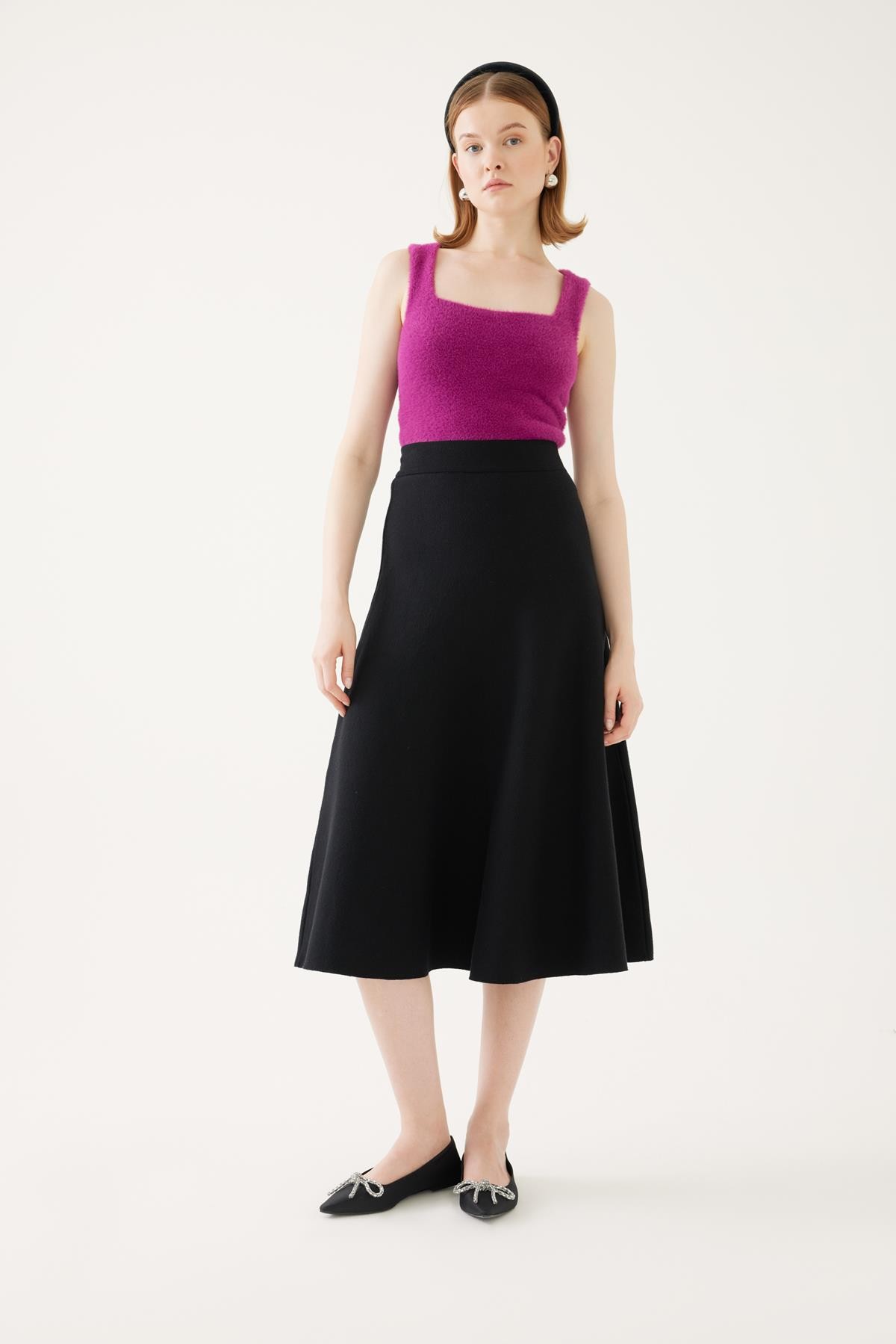 Midi Length Knitwear Skirt