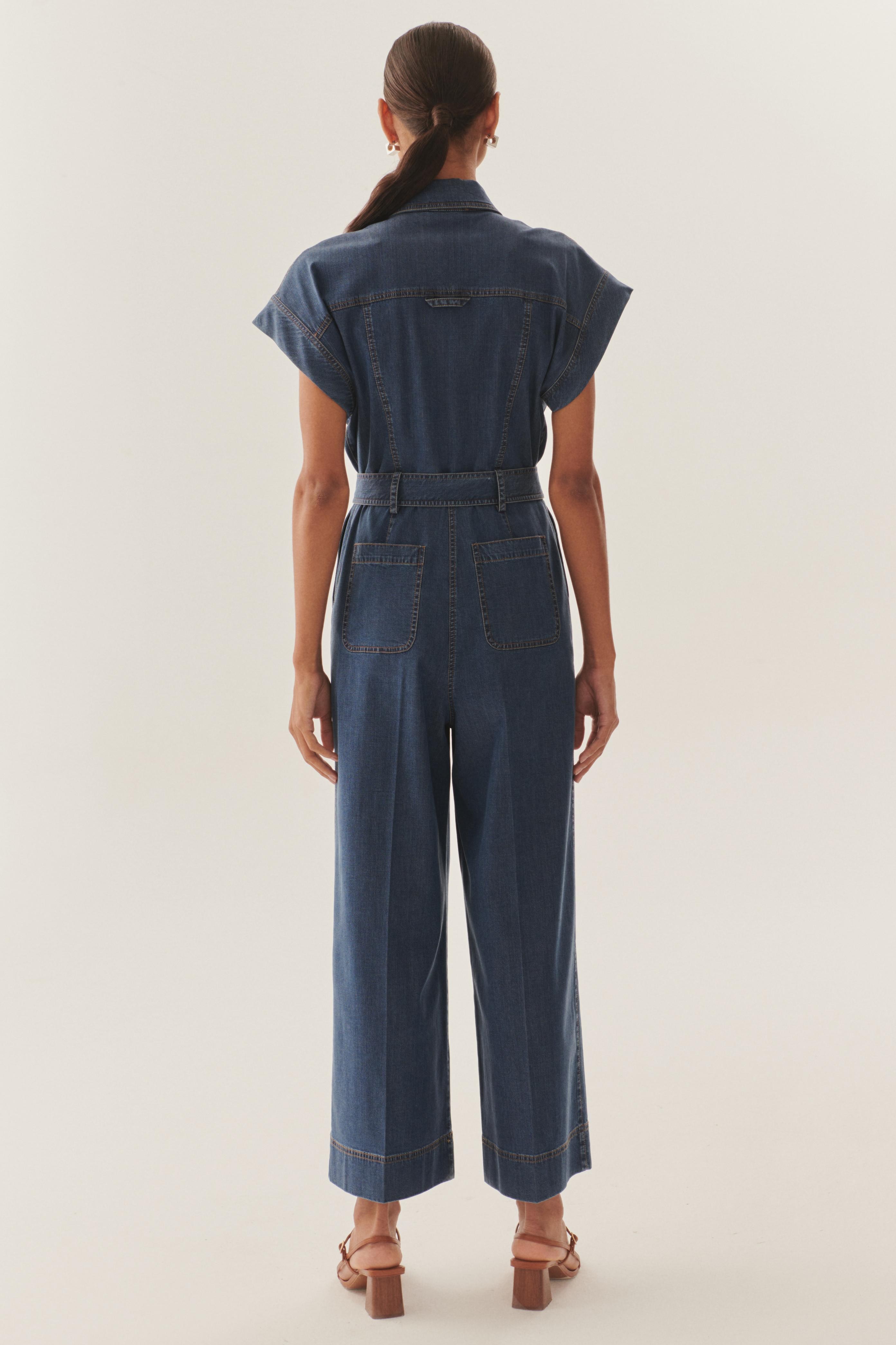 Indigo Lyocell Wide-Leg Jumpsuit