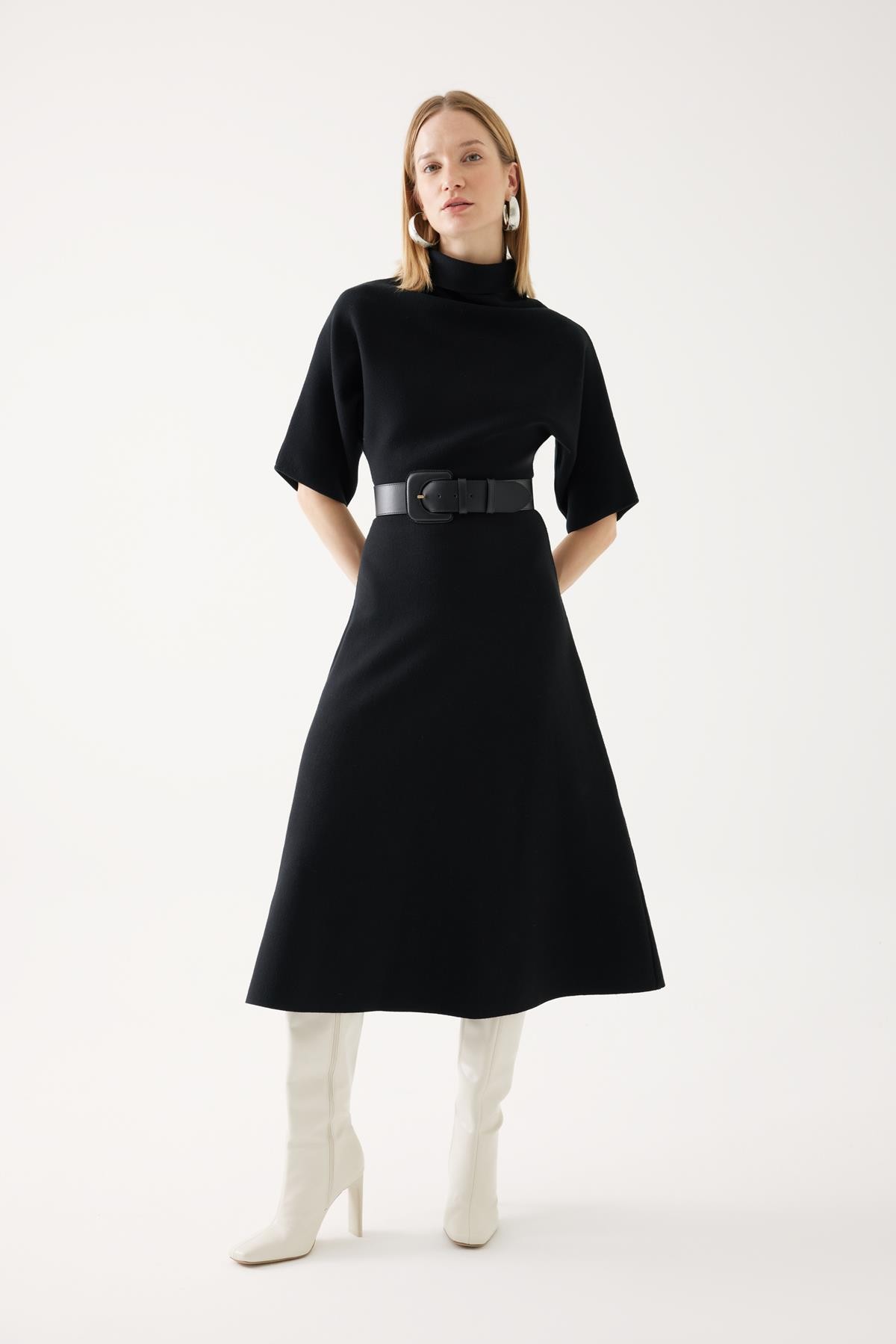 Belt Detailed Knitwear Dress