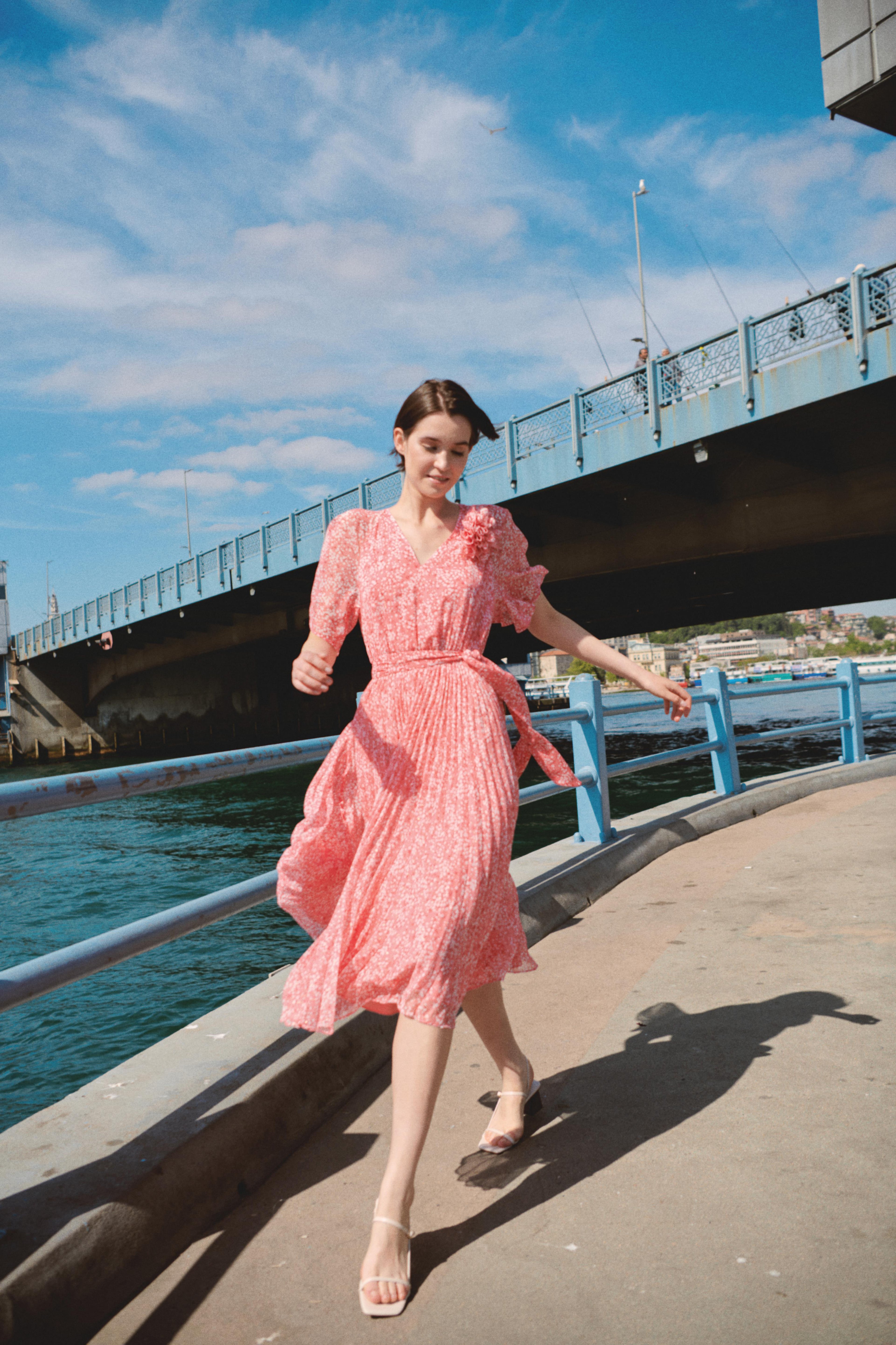 Pink flared dress