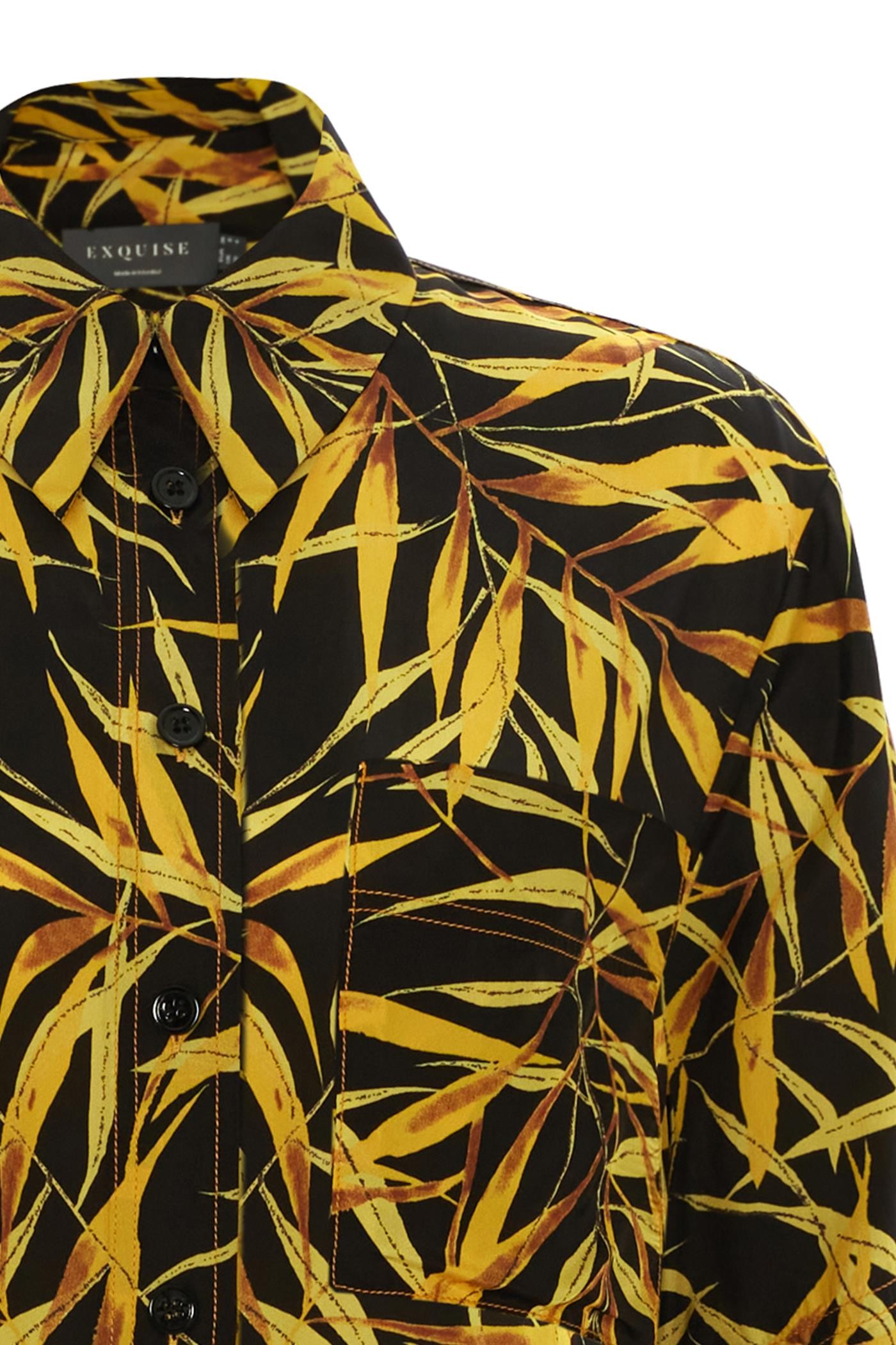 Viscose Yellow Leaf Patterned Shirt