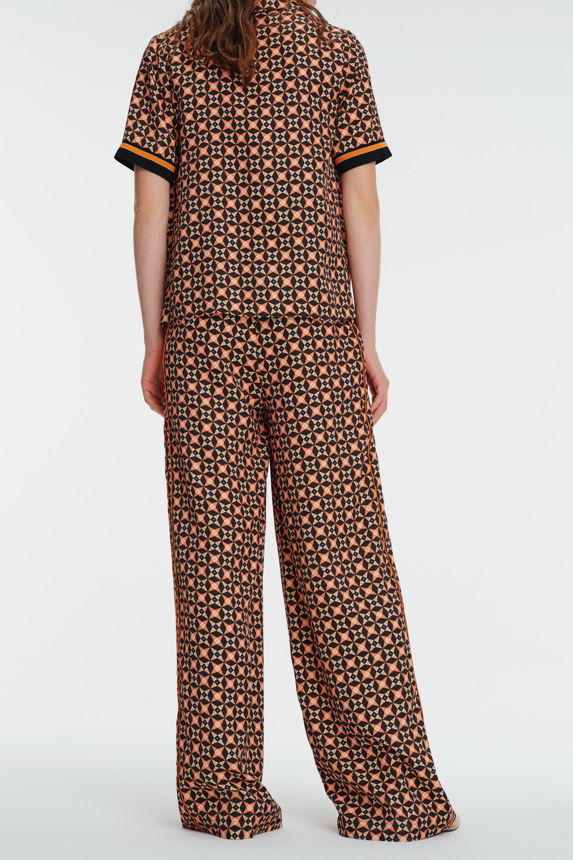 High-Waisted Piped Printed Palazzo Pants