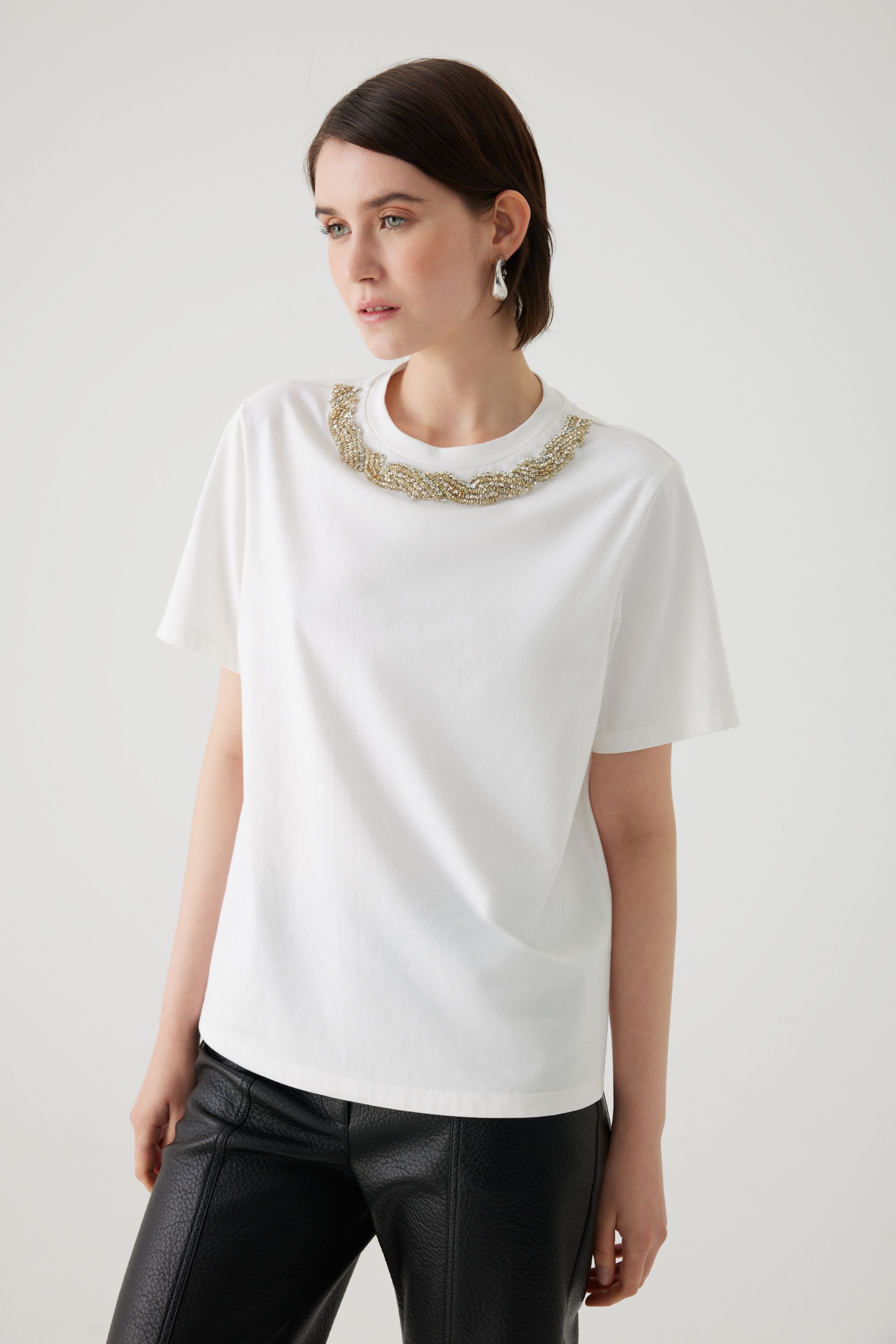 Relaxed Fit Embellished Tee