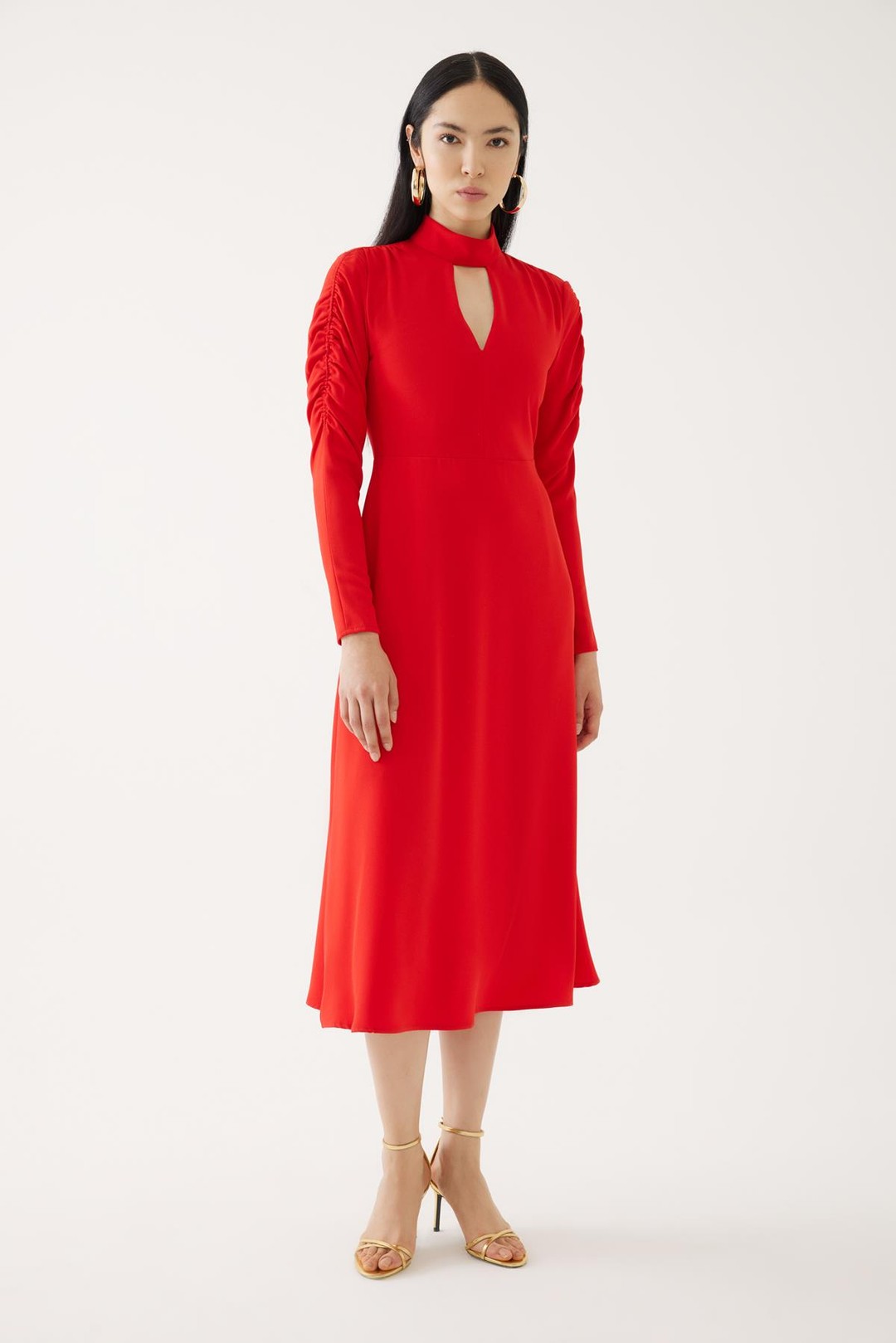 Red Sleeve Ruffle Detailed Dress 1