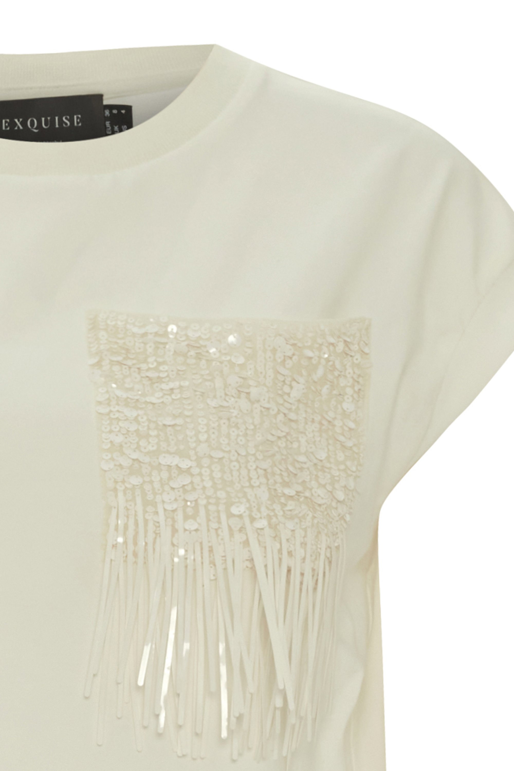 Embroidered Detailed and Short Sleeve White T-Shirt