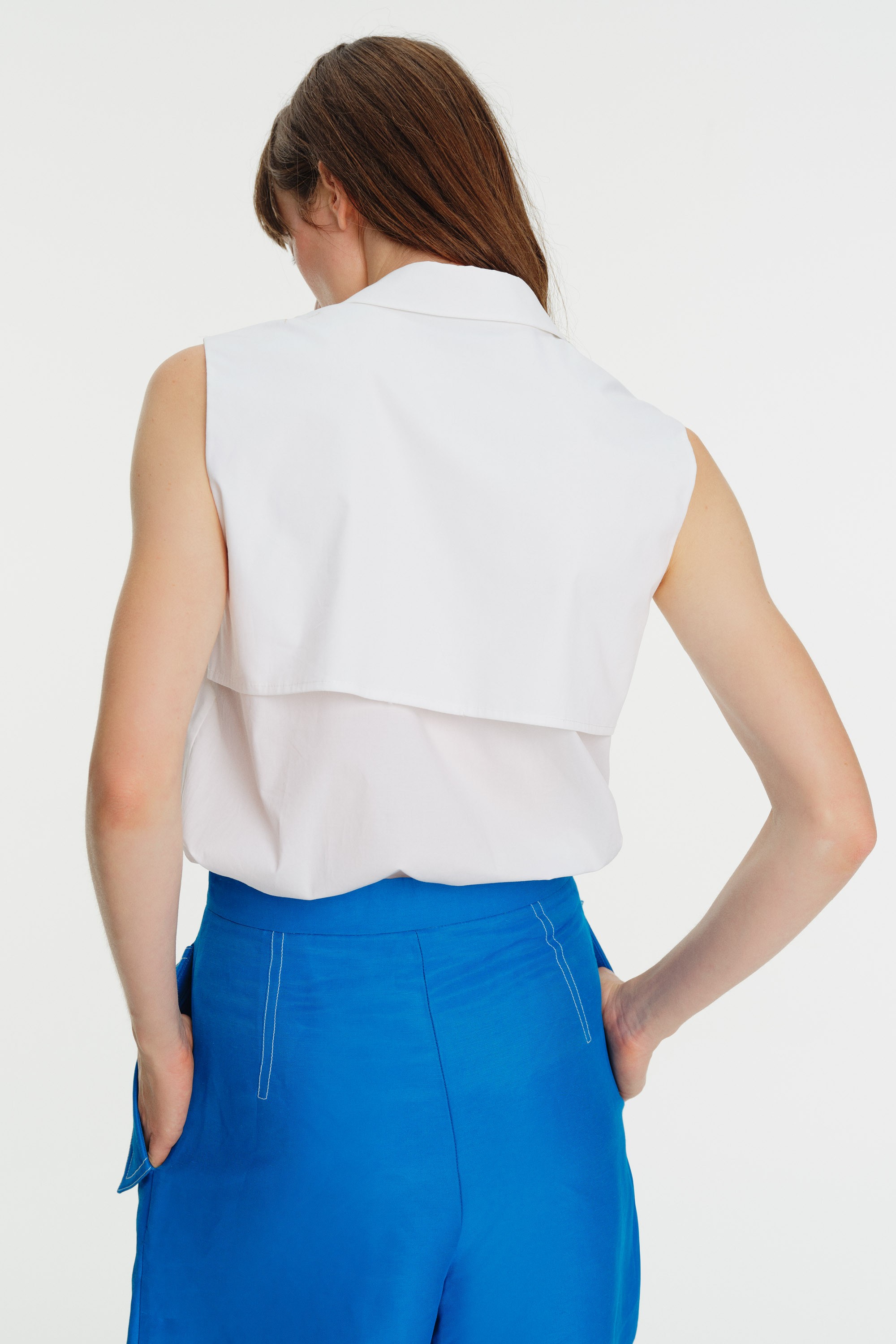 Embroidered Sleeveless Poplin Shirt