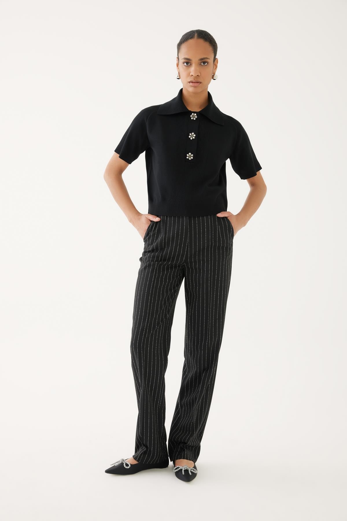 High Waist Black-Bone Pants