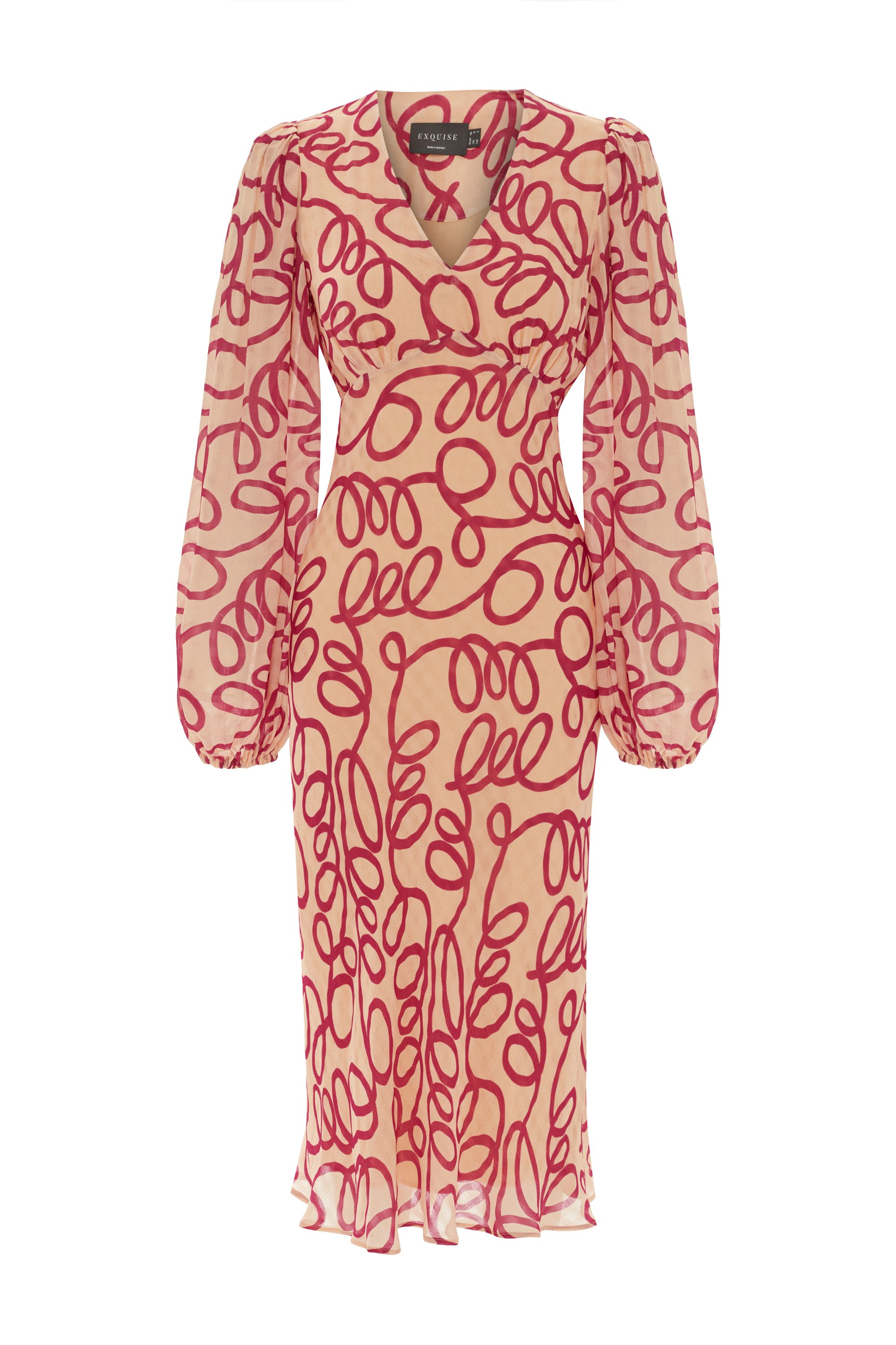 Balloon Sleeve Patterned Dress