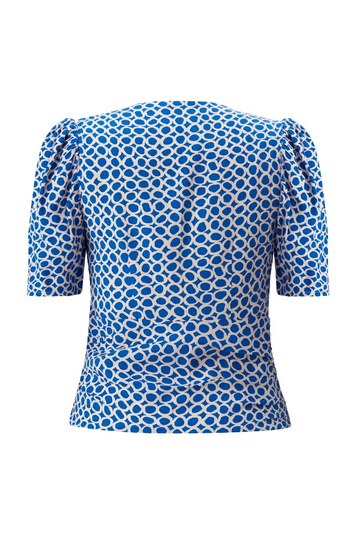 Short Sleeve Detailed Printed Blouse