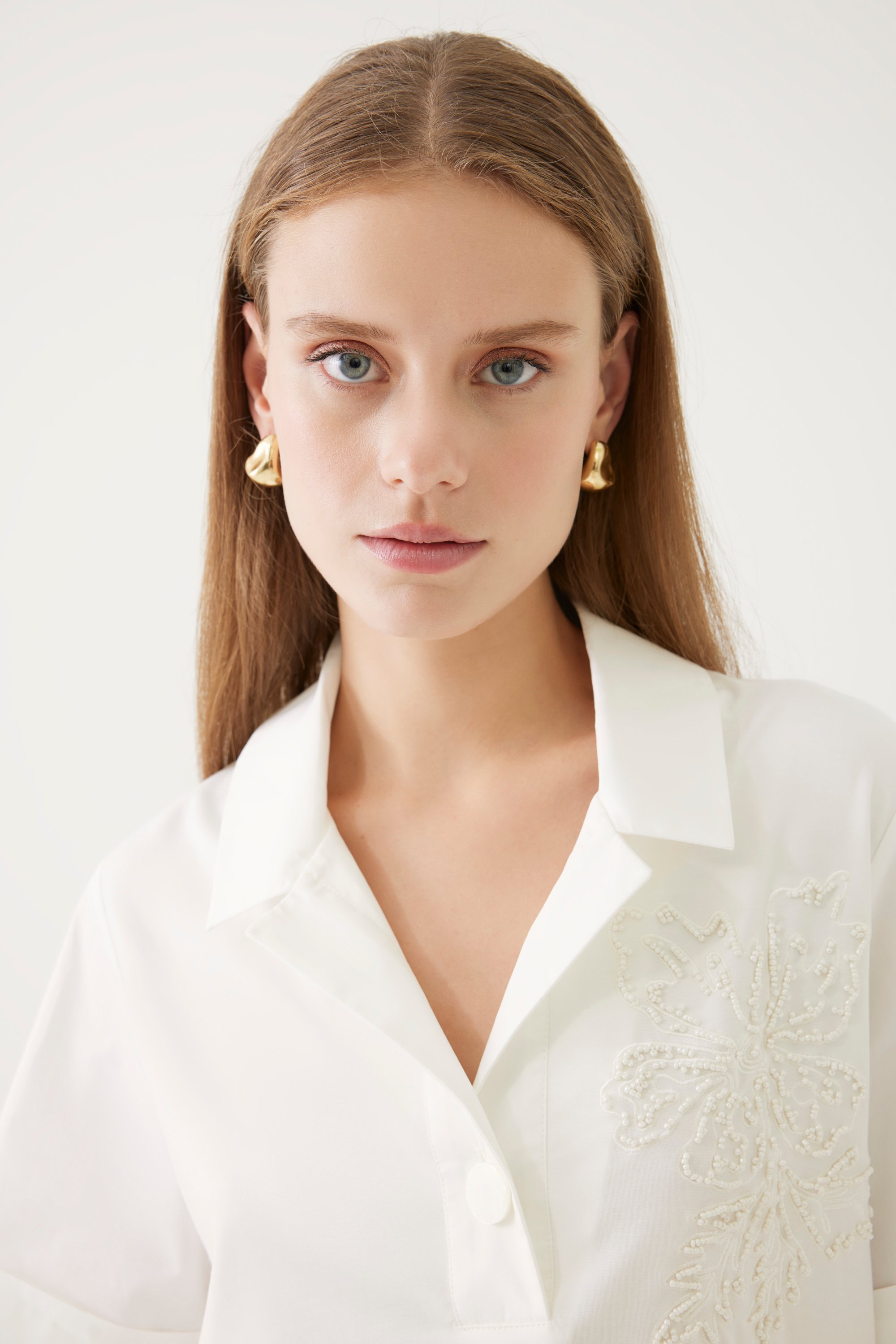 Collared and Cotton T-shirt Model