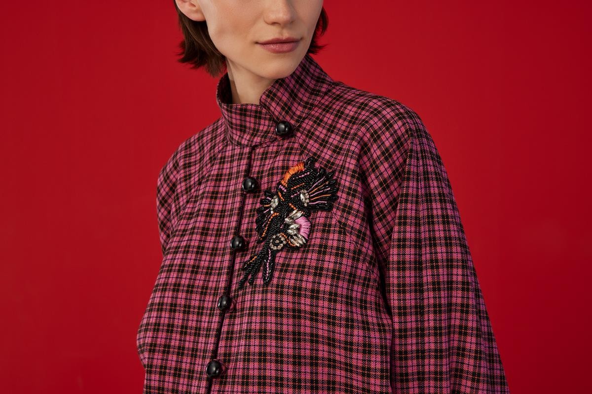 High Neck Embroidered Shirt