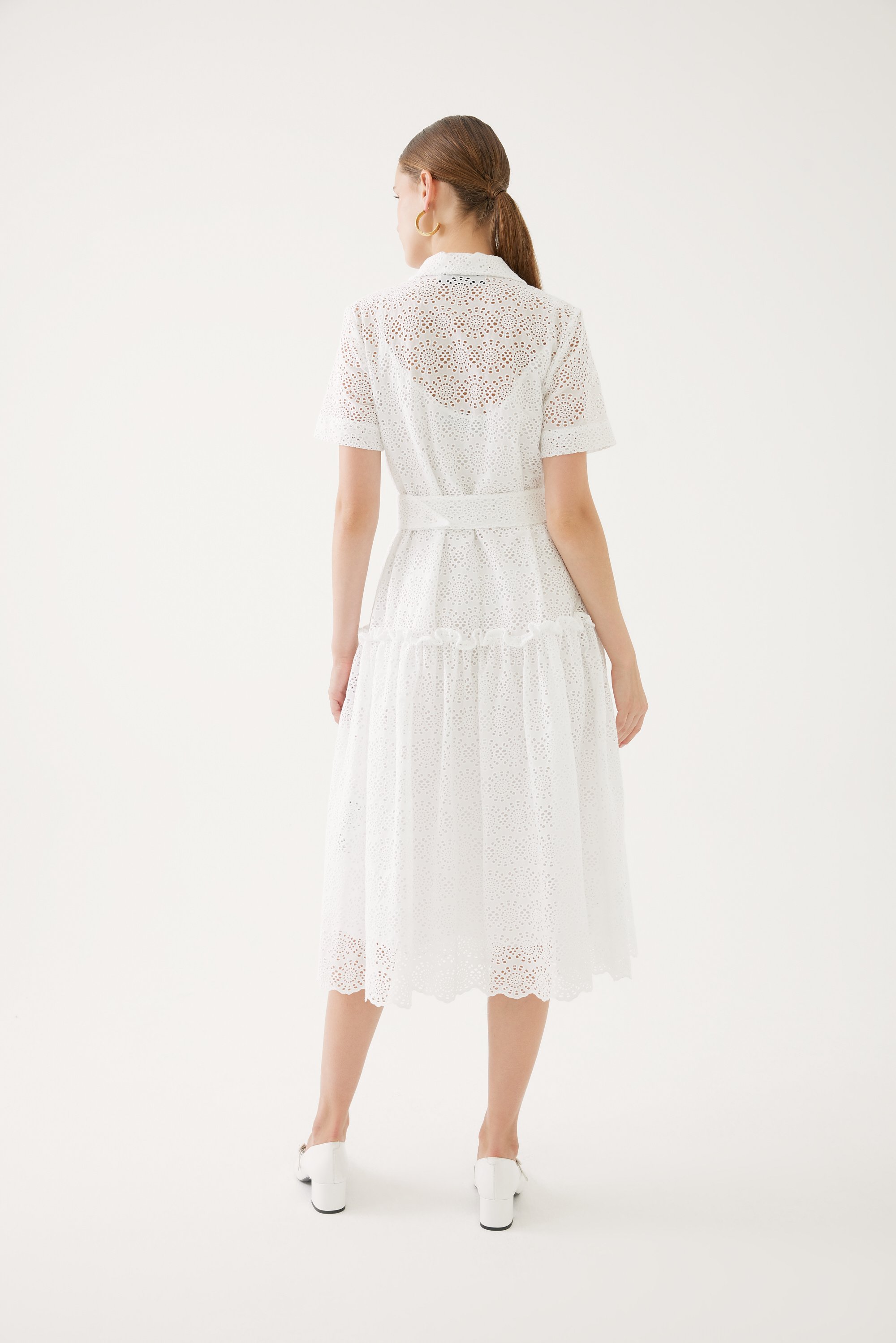 Shirt Collar White Dress