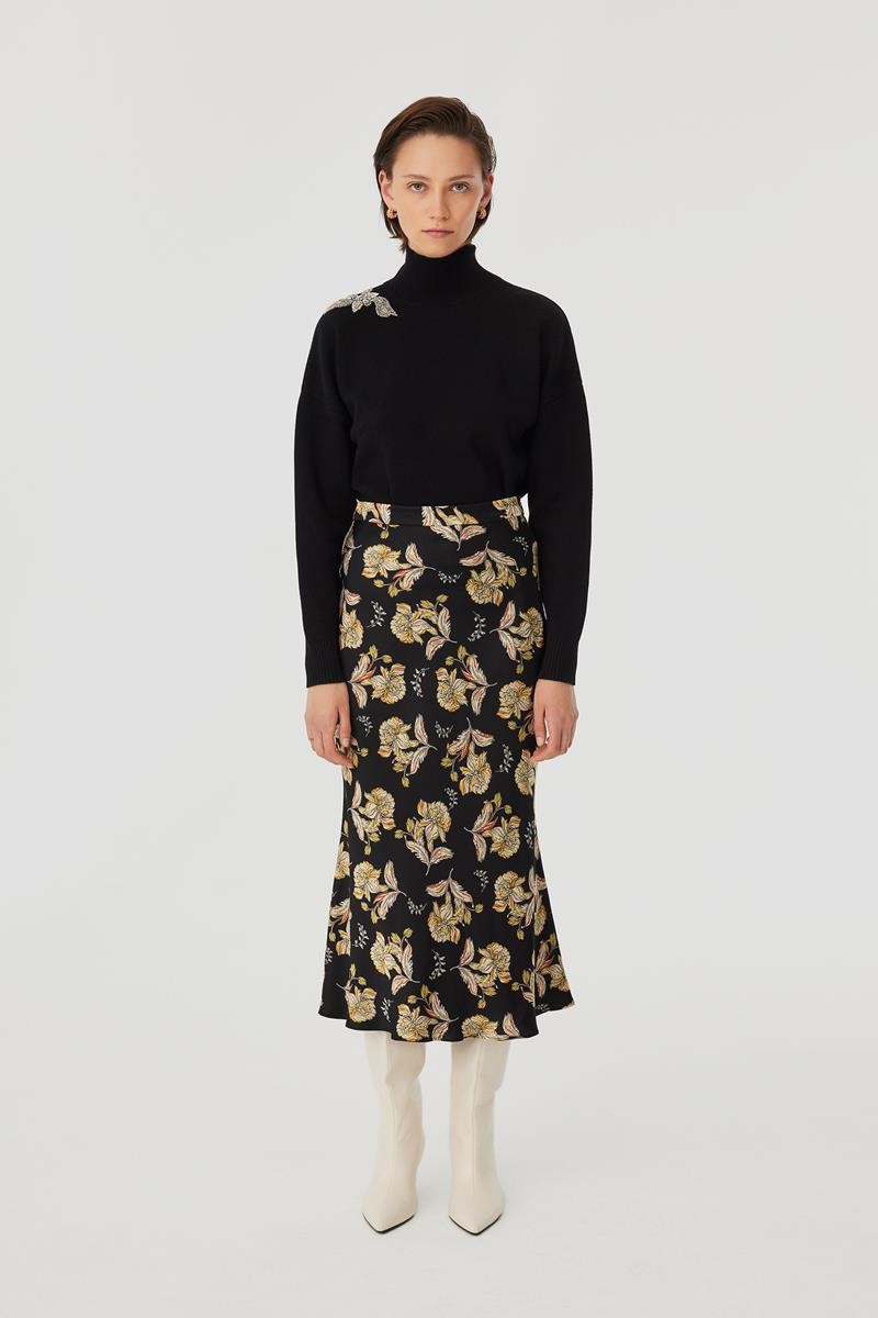 Patterned Midi Skirt