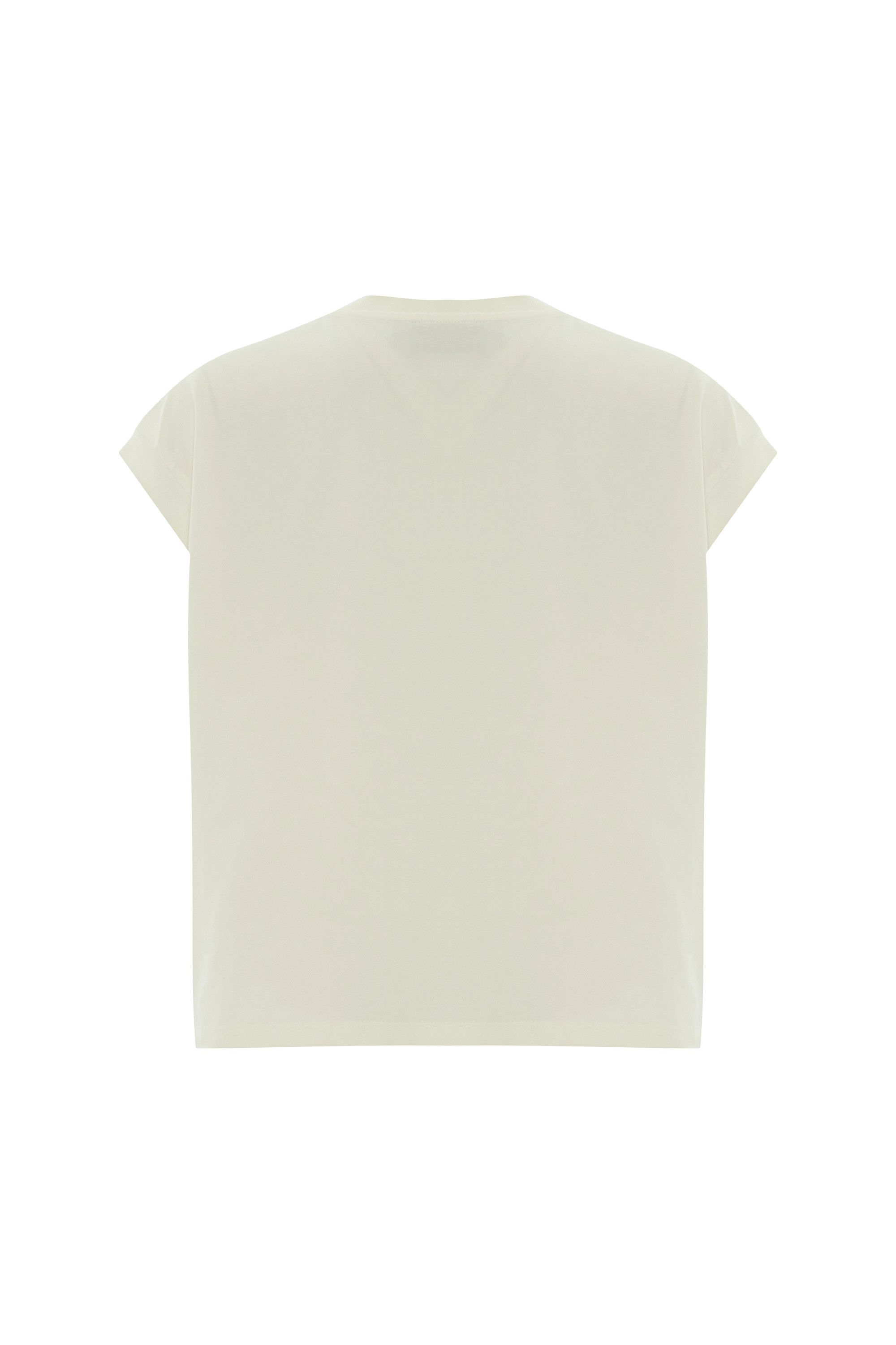 Embroidered Detailed and Short Sleeve White T-Shirt