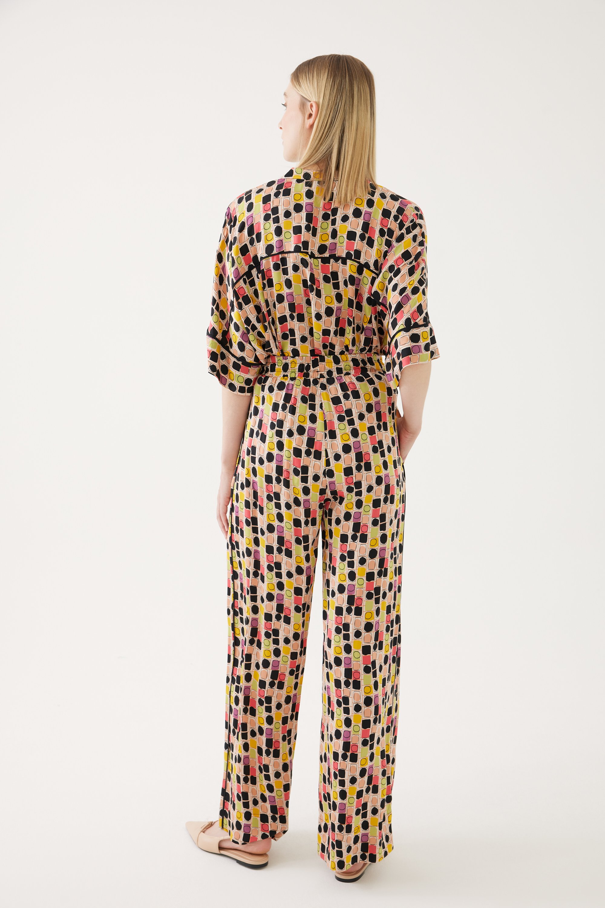 Geometric Patterned Colored Trousers