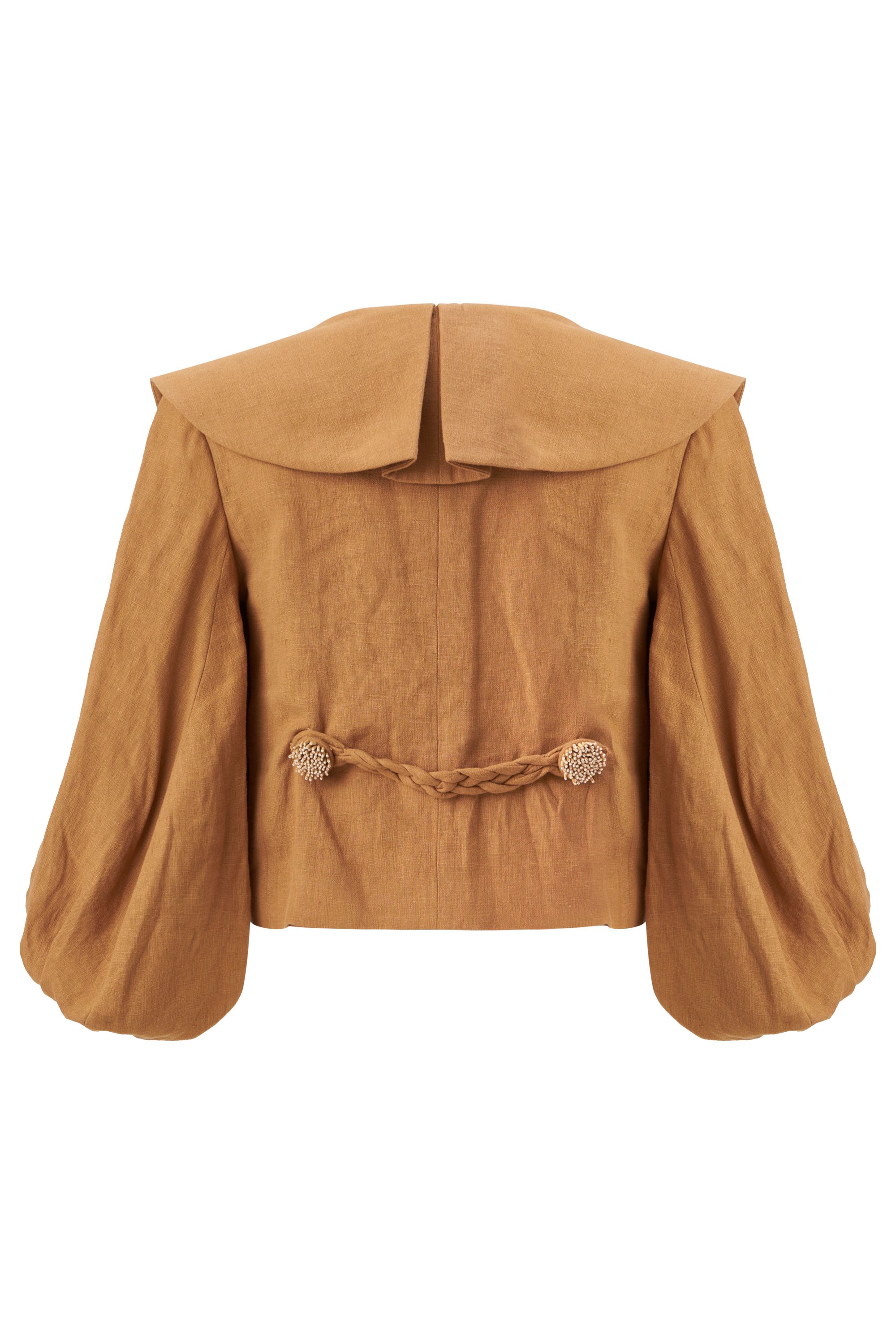 Linen Jacket with Sleeve and Collar Detail