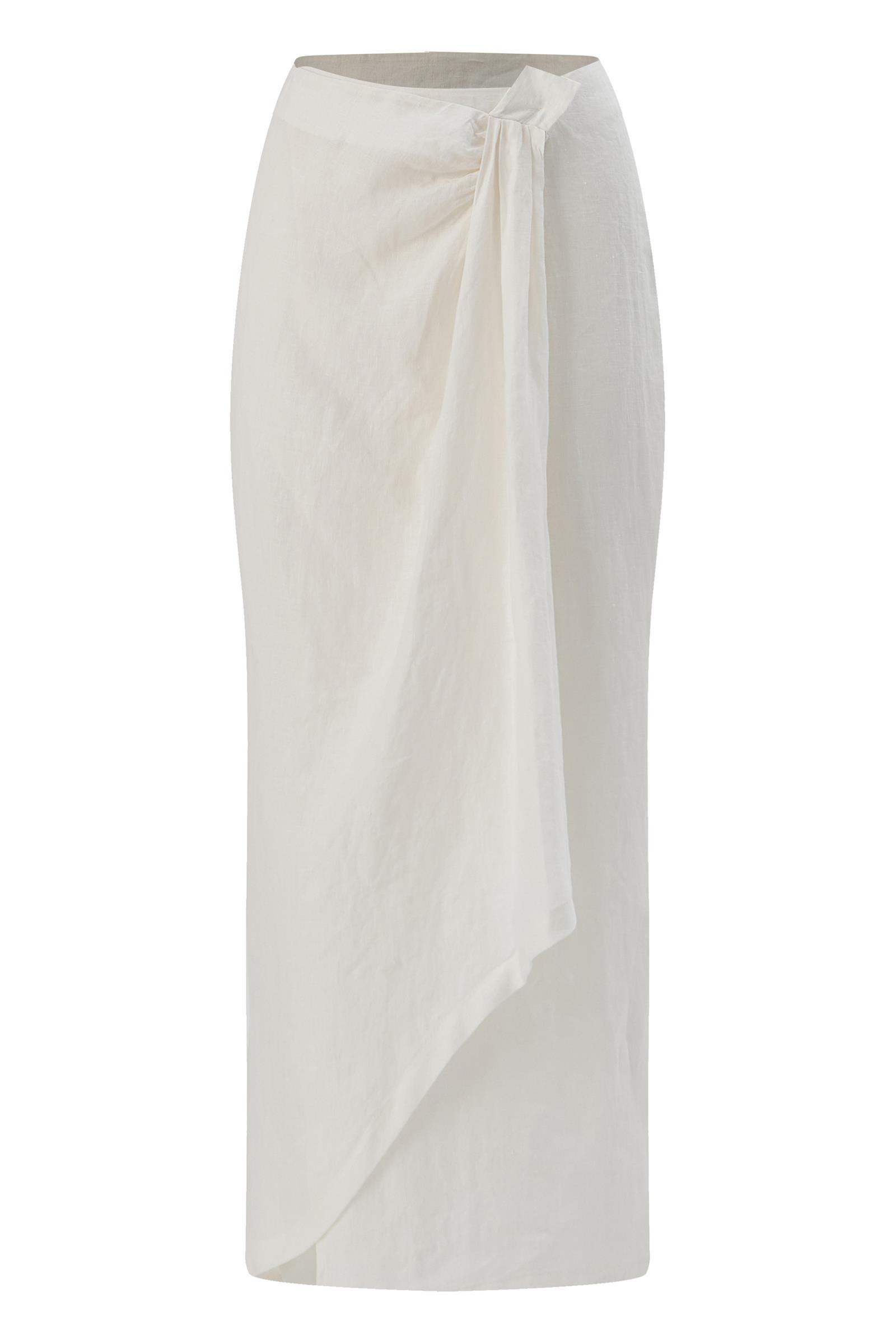 Drawstring Linen Skirt